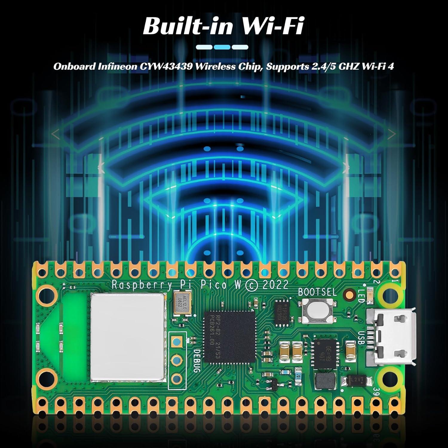 Raspberry Pi Pico W YELUFT RP2040 WiFi 2.4/5 GHz Bluetooth