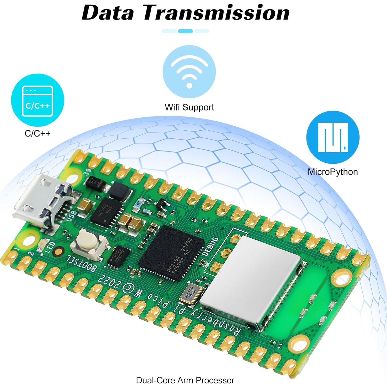 Raspberry Pi Pico W YELUFT RP2040 WiFi 2.4/5 GHz Bluetooth