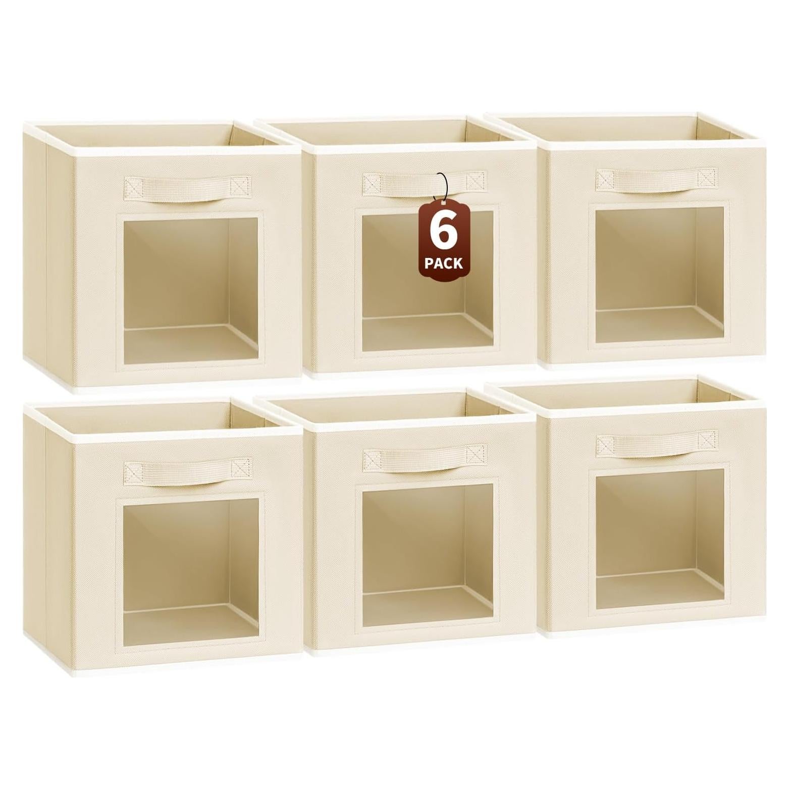 Cestas de Almacenamiento Plegables Homsorout 6 Unidades Beige