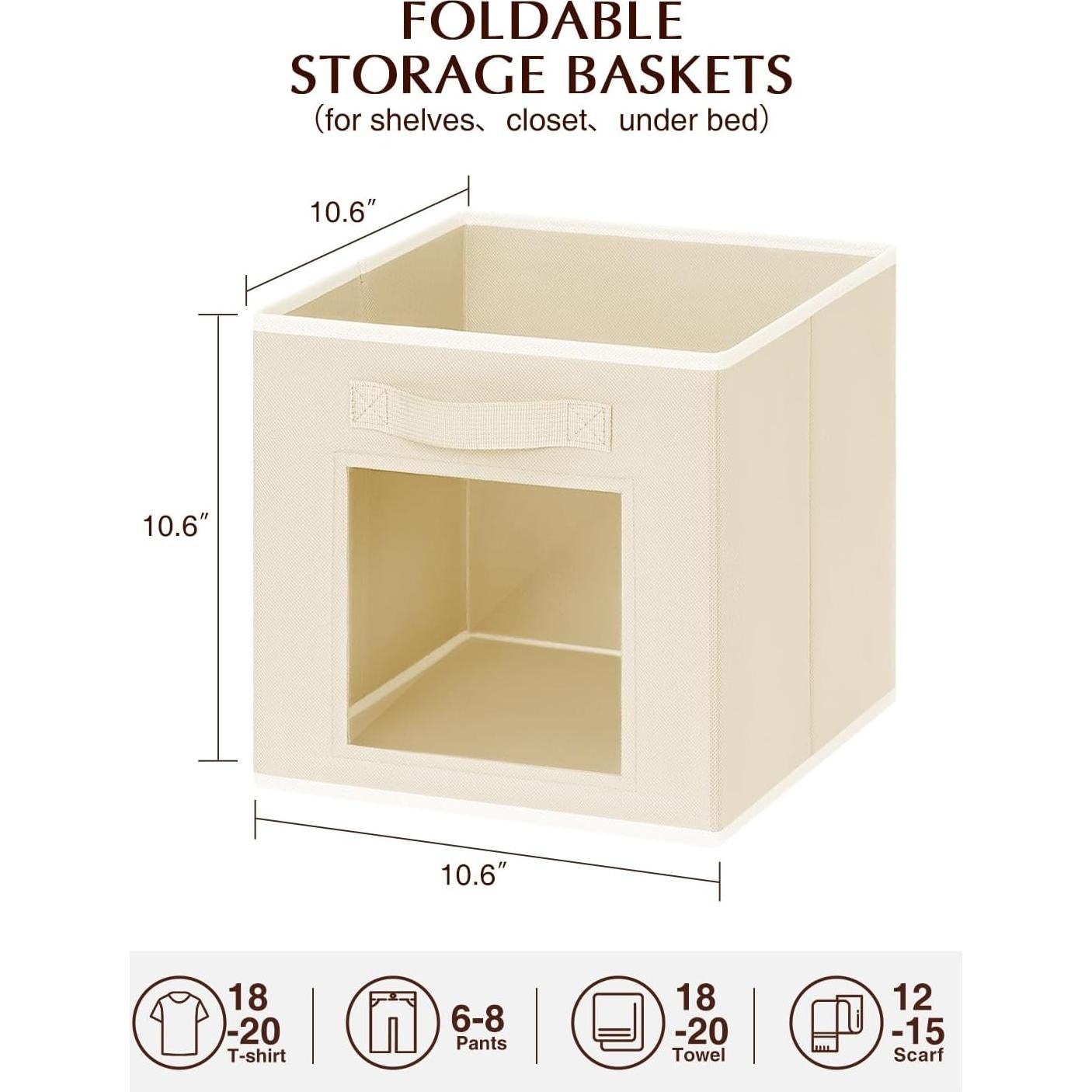 Cestas de Almacenamiento Plegables Homsorout 6 Unidades Beige