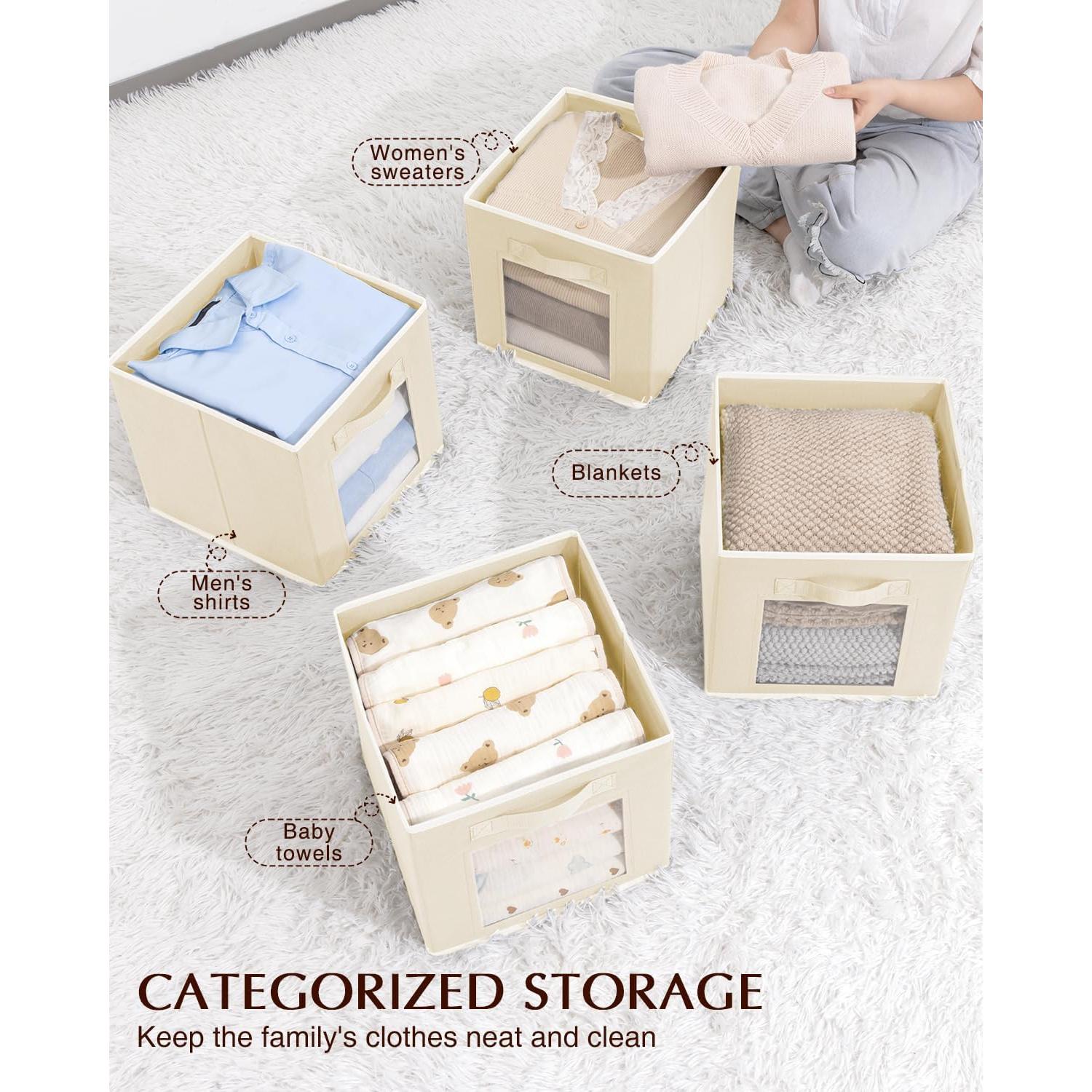 Cestas de Almacenamiento Plegables Homsorout 6 Unidades Beige