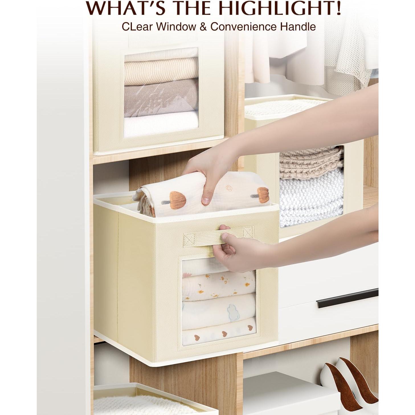 Cestas de Almacenamiento Plegables Homsorout 6 Unidades Beige