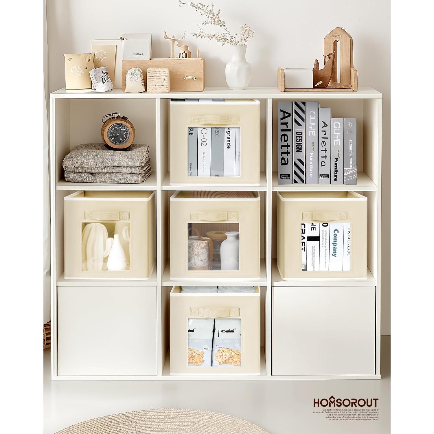Cestas de Almacenamiento Plegables Homsorout 6 Unidades Beige