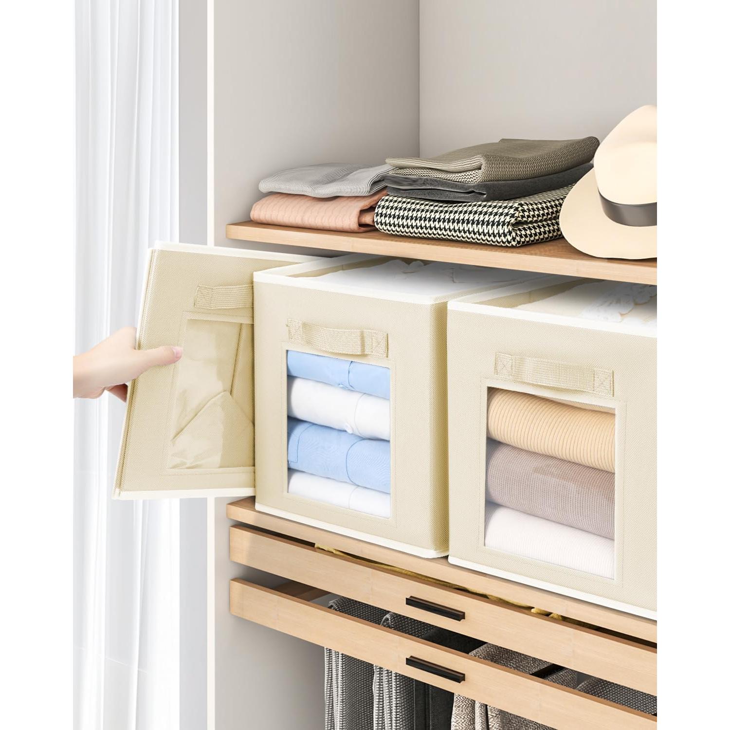 Cestas de Almacenamiento Plegables Homsorout 6 Unidades Beige