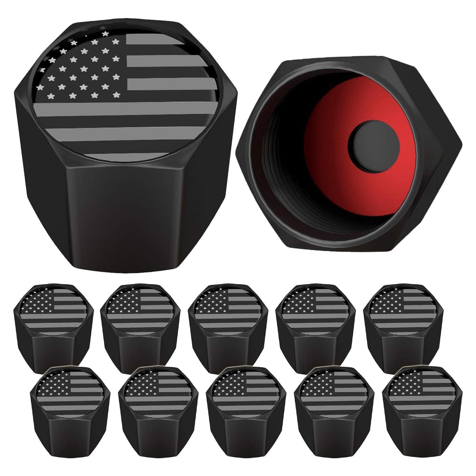 Tapas de Válvula Neumático SAMIKIVA con Bandera USA - 12 Pzas