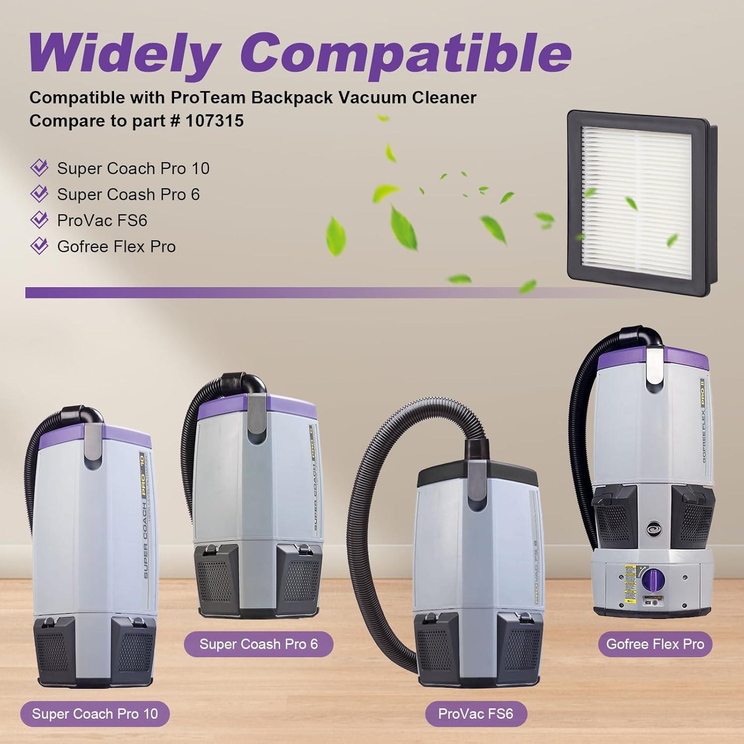 Filtro HEPA 107315 JoaSinc para ProTeam Coach Pro 10 y 6 - 4 Paquetes