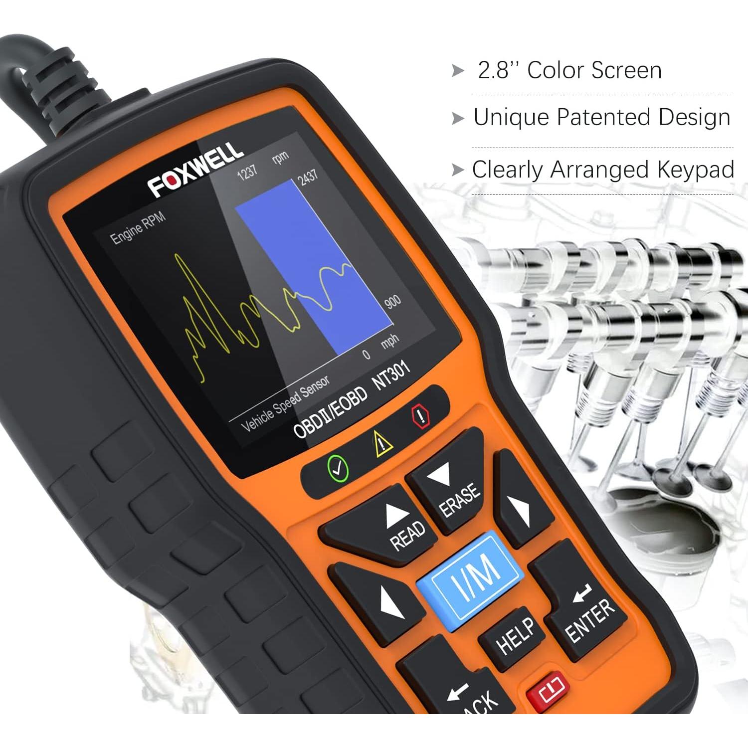 Escáner OBD2 FOXWELL NT301 Lector de Códigos y Datos en Vivo