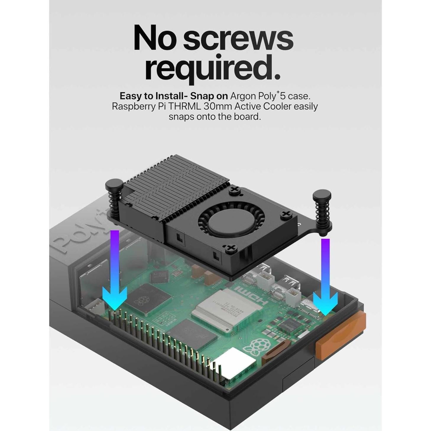 Caja Argon Poly+5 para Raspberry Pi 5 con ventilador 30mm