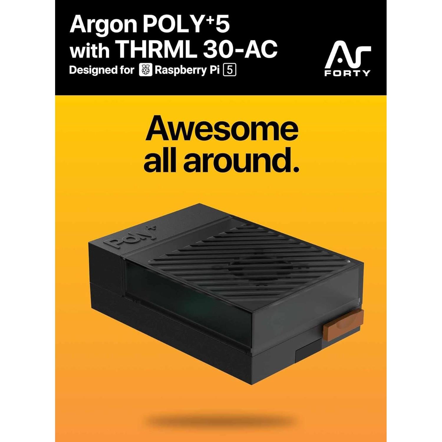Caja Argon Poly+5 para Raspberry Pi 5 con ventilador 30mm