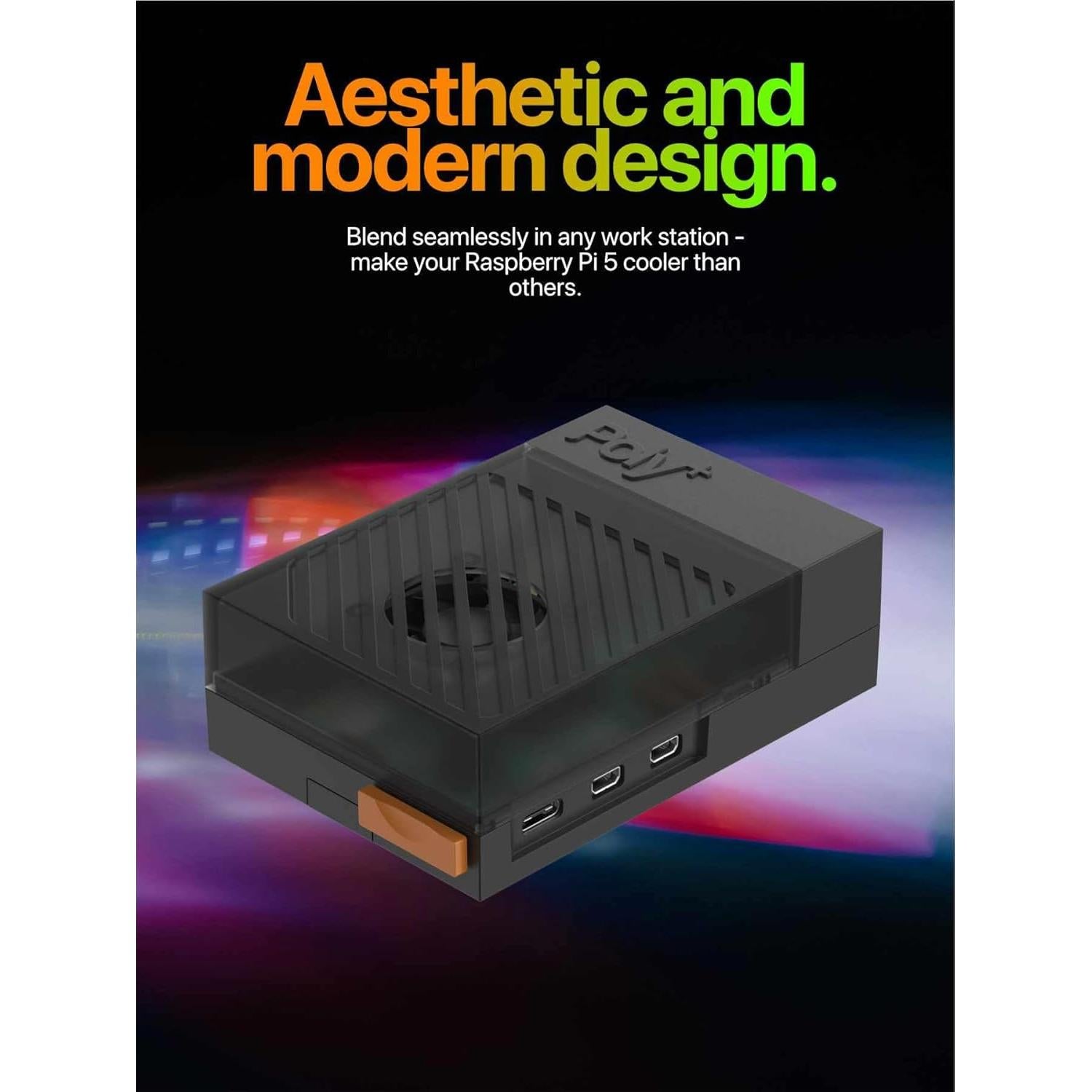 Caja Argon Poly+5 para Raspberry Pi 5 con ventilador 30mm