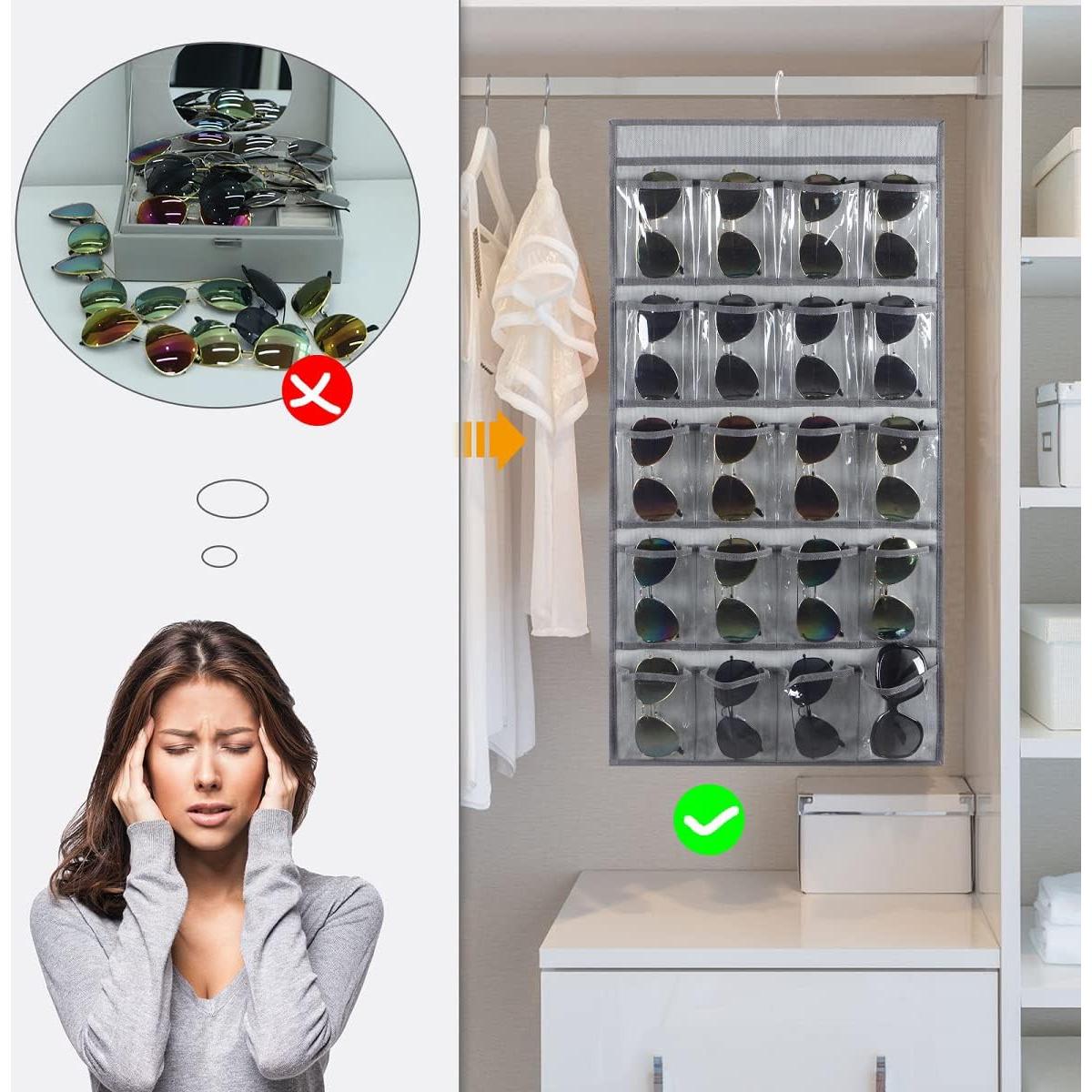 Organizador Colgante de Gafas ANIZER 20 Compartimentos Gris