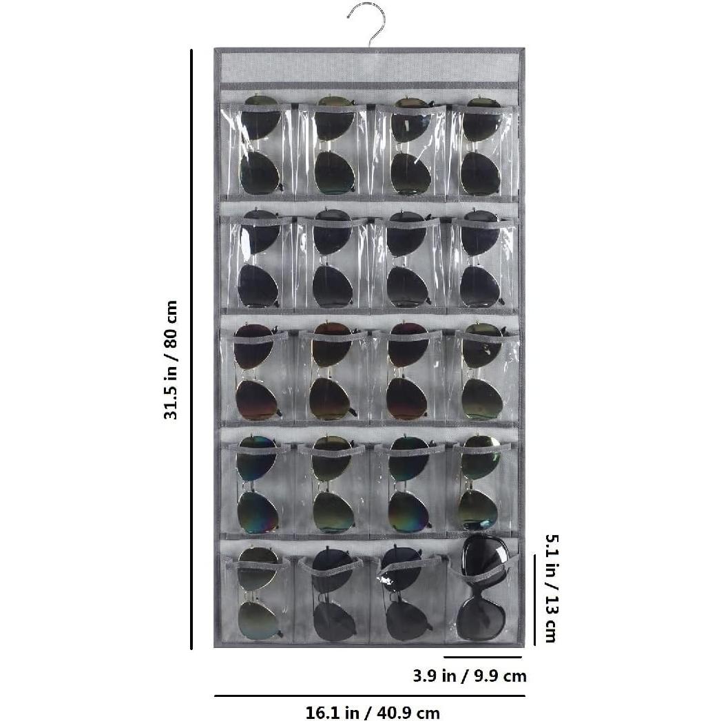 Organizador Colgante de Gafas ANIZER 20 Compartimentos Gris