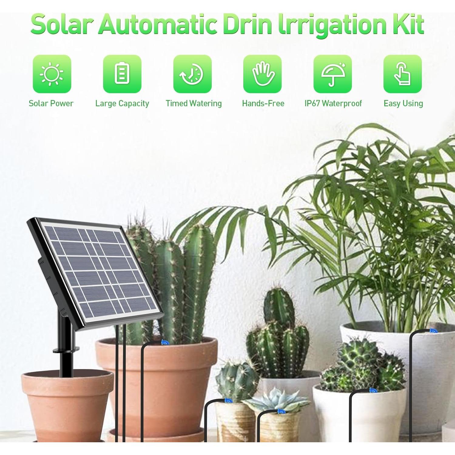 Sistema de riego por goteo solar SZXC 11.89m 3W 3000mAh 15 macetas