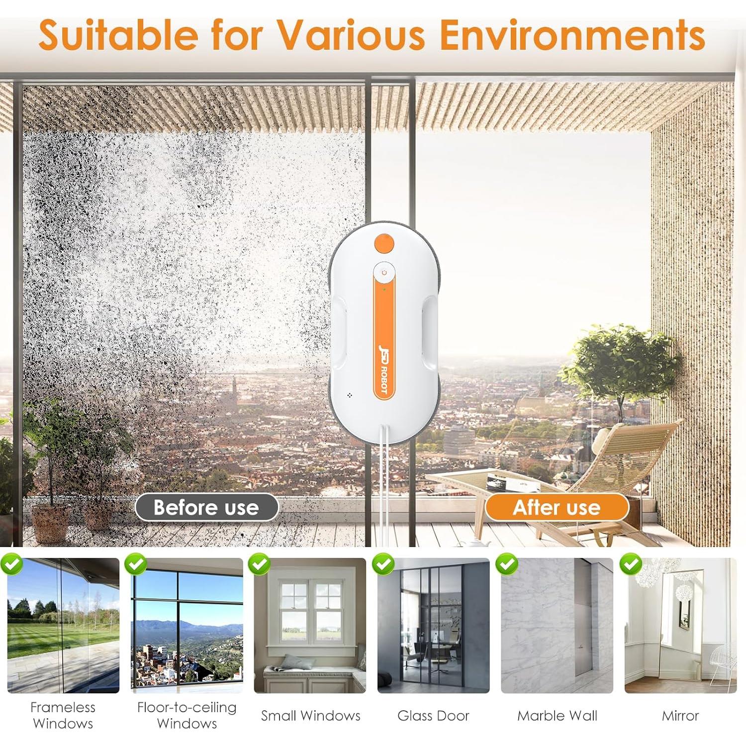 Robot Limpiador de Ventanas JSDROBOT Lite 5300Pa con Control Remoto