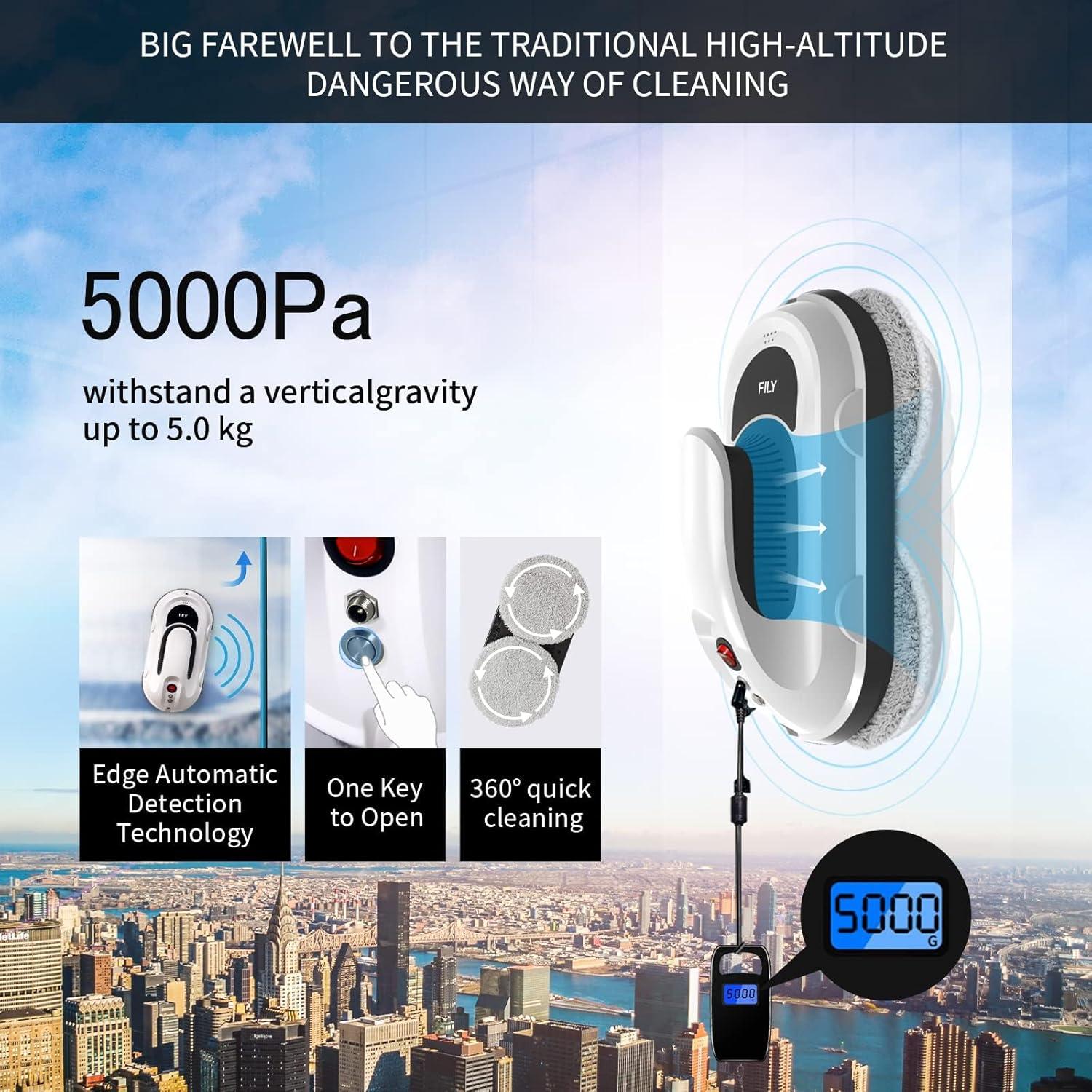 Limpiador de Ventanas Robótico FILY S1PRO 5000PA Control Remoto