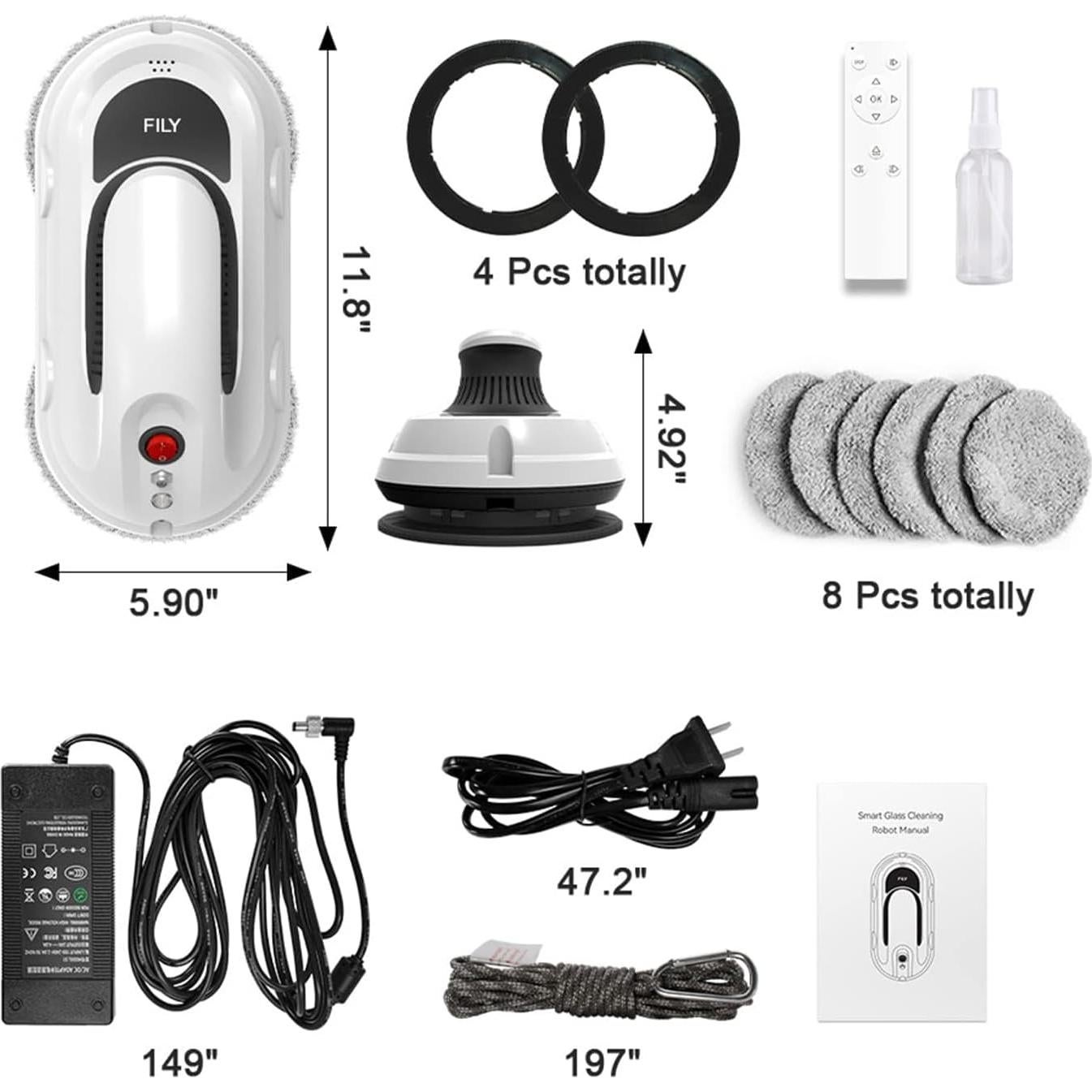 Limpiador de Ventanas Robótico FILY S1PRO 5000PA Control Remoto