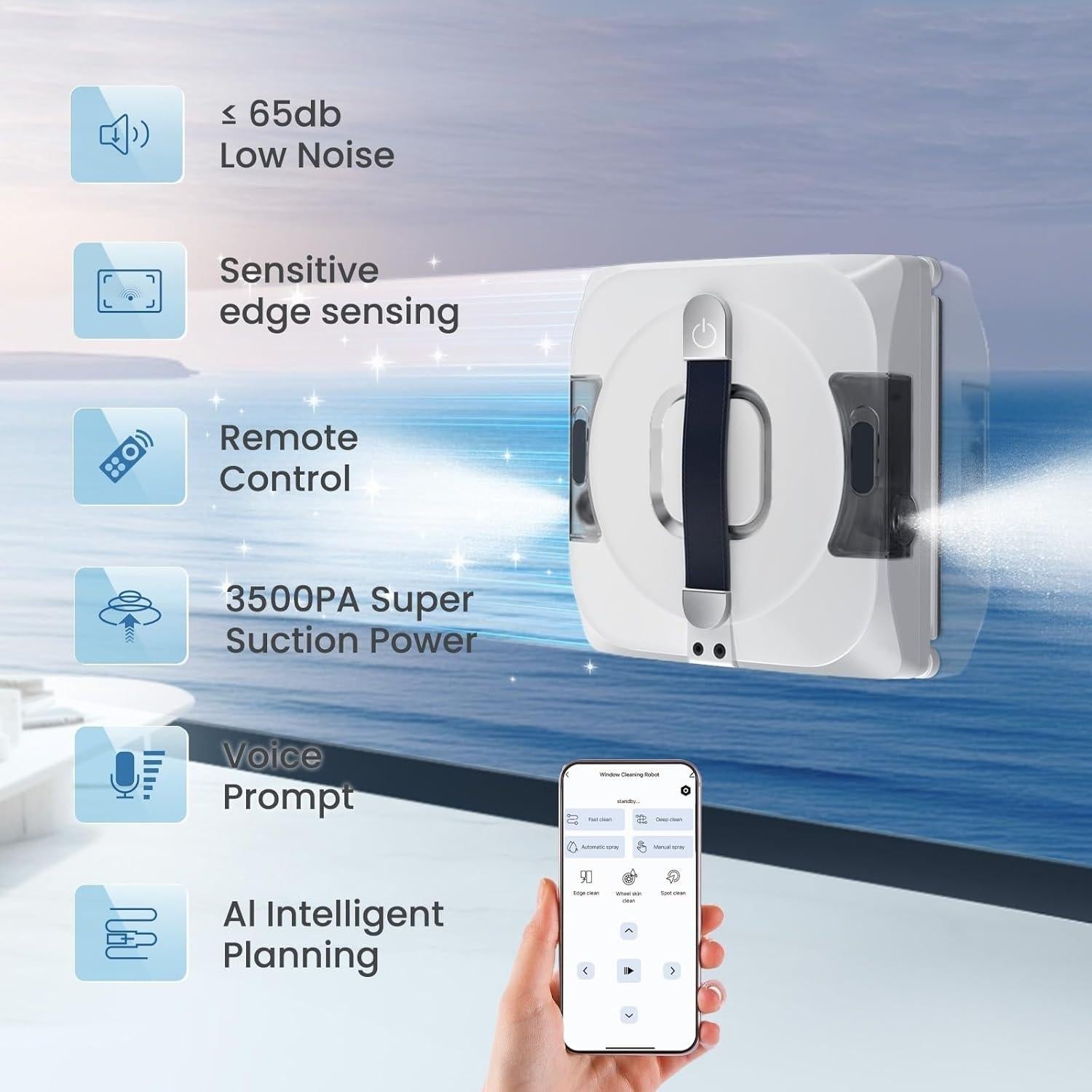 Robot Limpiador de Ventanas EEland con Doble Rocío 3500Pa