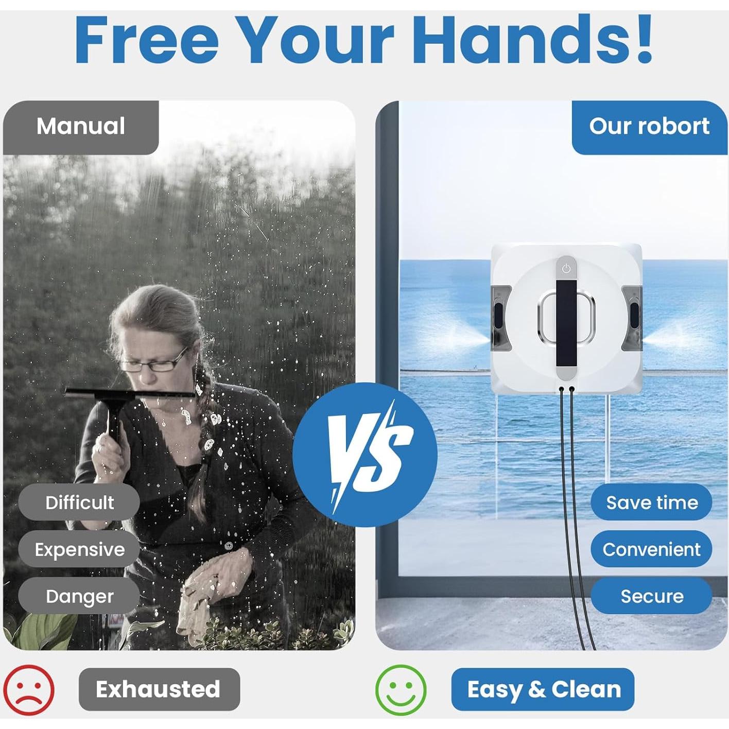 Robot Limpiador de Ventanas EEland con Doble Rocío 3500Pa