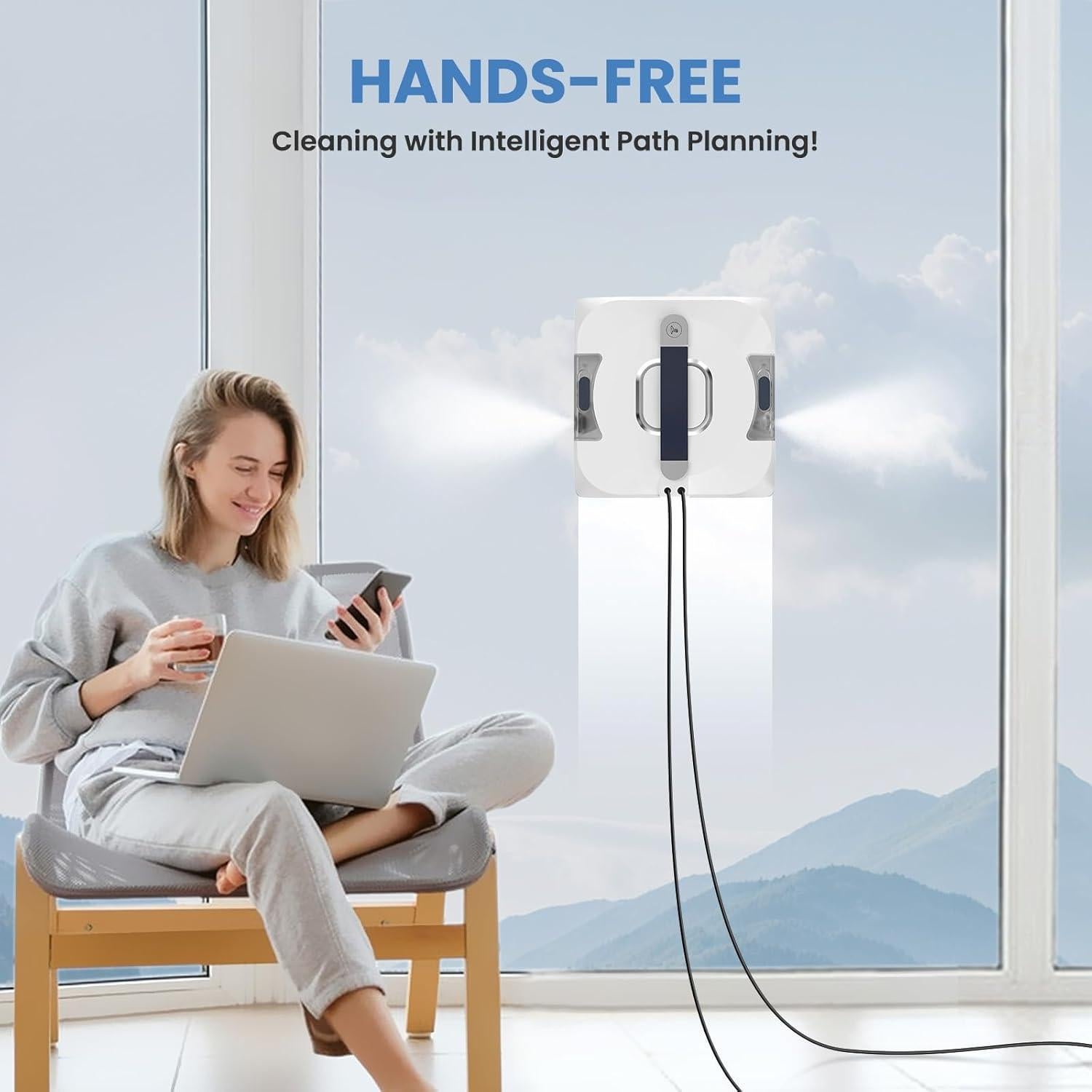 Robot Limpiador de Ventanas EEland con Doble Rocío 3500Pa