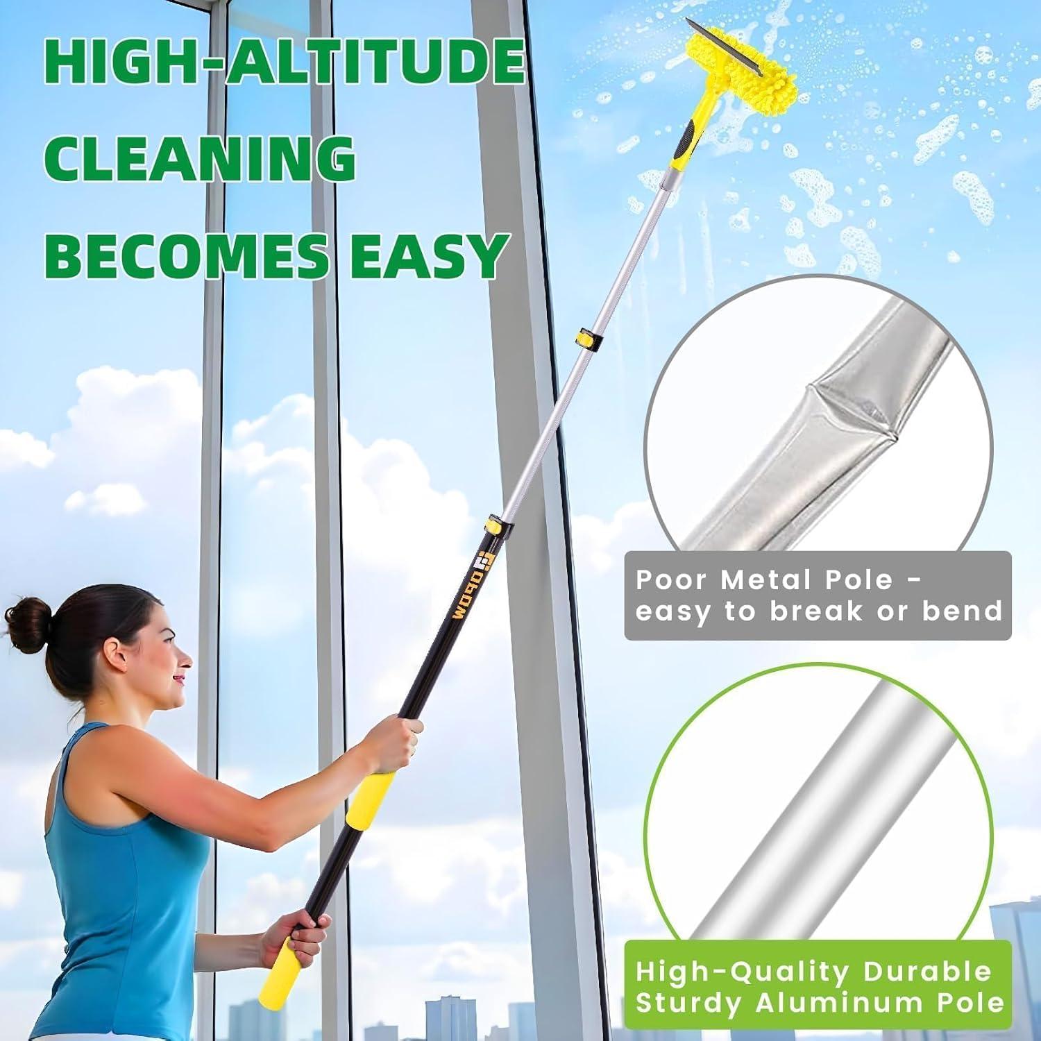 Squeegee Telescópico 2 en 1 Opow 365.76 cm con Paños Reutilizables