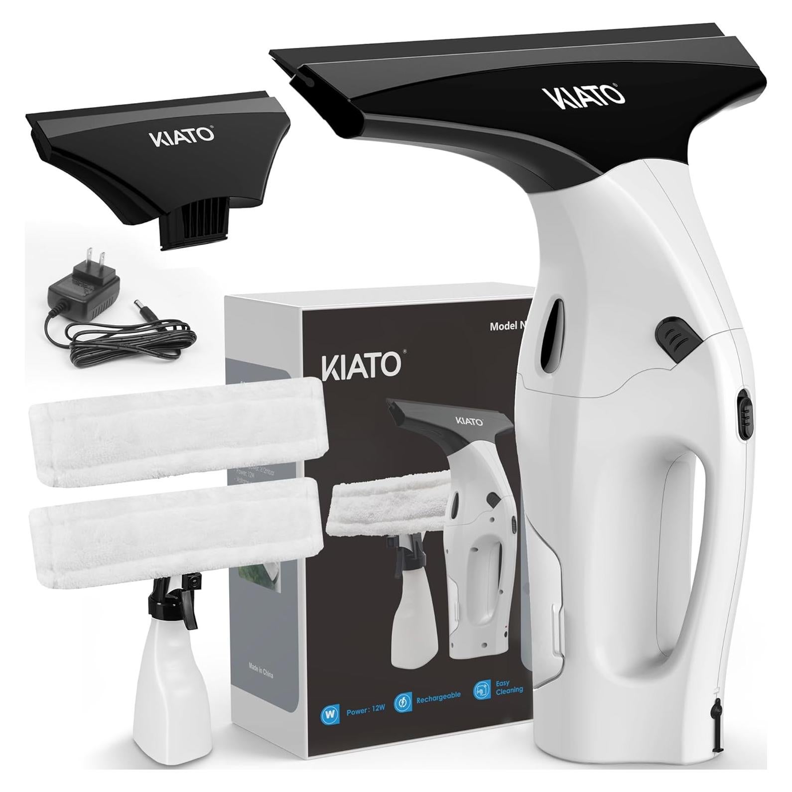 Window Vacuum Squeegee Cordless, Electric Window Vac, Rechargeable Window Cleaner with 2 X Squeegee (11”+ 6.7”), Spray/Wipe/Suck, for Cleaning Windows, Mirror, Shower Glass, 2200mA