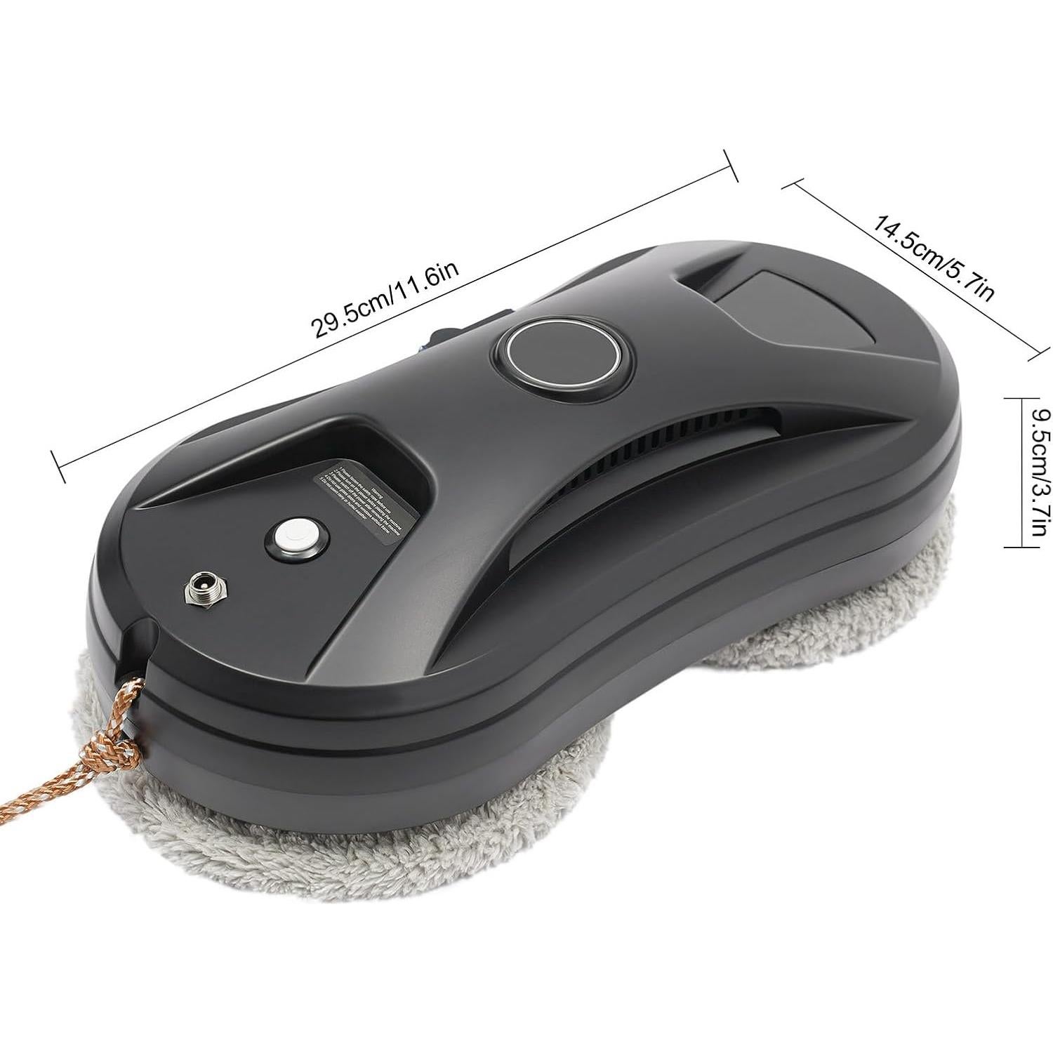 Window Cleaner Robot Automatic Cleaning with Intelligent Path Planning 2800Pa Suction Power Edge Detection Technology Remote Control with 4m/13.12ft Safety Rope (Black)