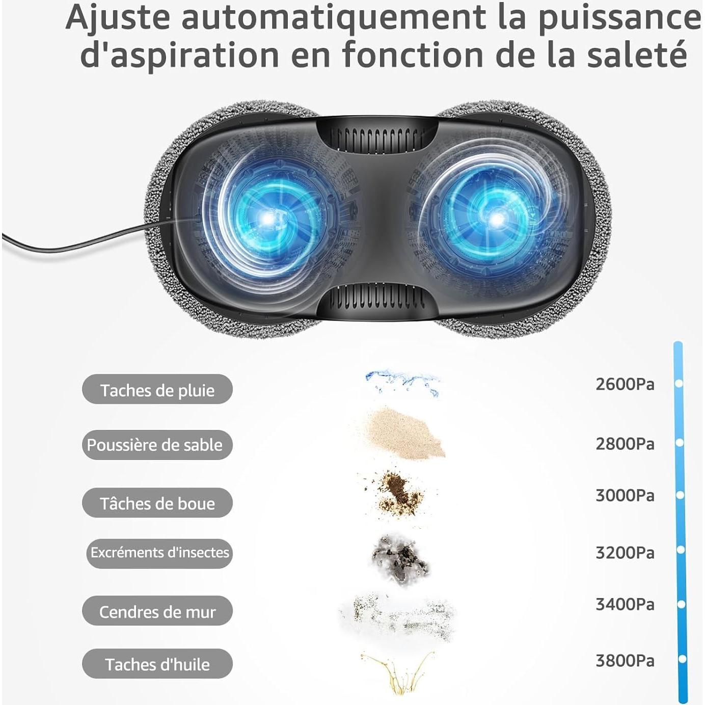 HUTT S7 Window Cleaning Robot, 5500Pa Suction, 3D Floating Chassis, HydroJet Water Spray 80ml Tank, Multiple Safety Systems, SLAM 4.0 Navigation, 8 x Cloths, All-in-One Storage Box
