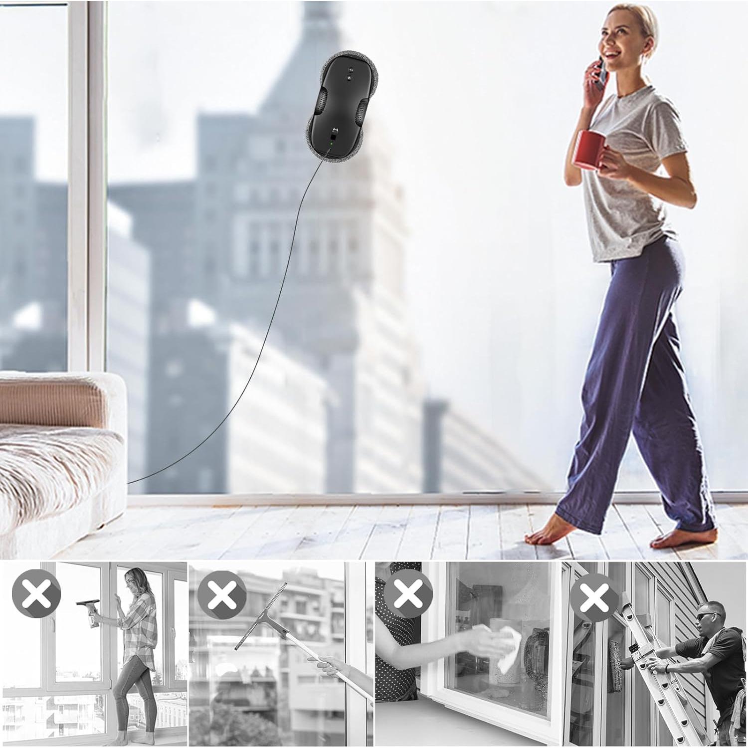 HUTT S7 Window Cleaning Robot, 5500Pa Suction, 3D Floating Chassis, HydroJet Water Spray 80ml Tank, Multiple Safety Systems, SLAM 4.0 Navigation, 8 x Cloths, All-in-One Storage Box