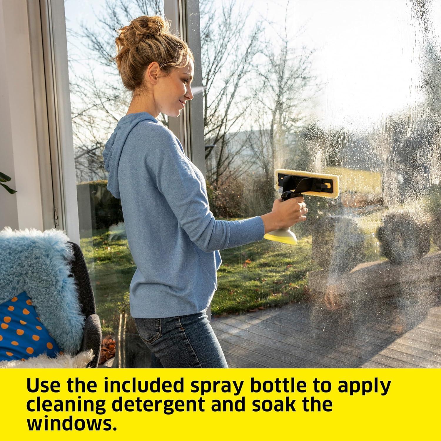 Kärcher WV 1 Electric Window Vacuum Squeegee 10" - Perfect for Showers, Mirrors, Glass, and Countertops - Electric Squeegee, Black