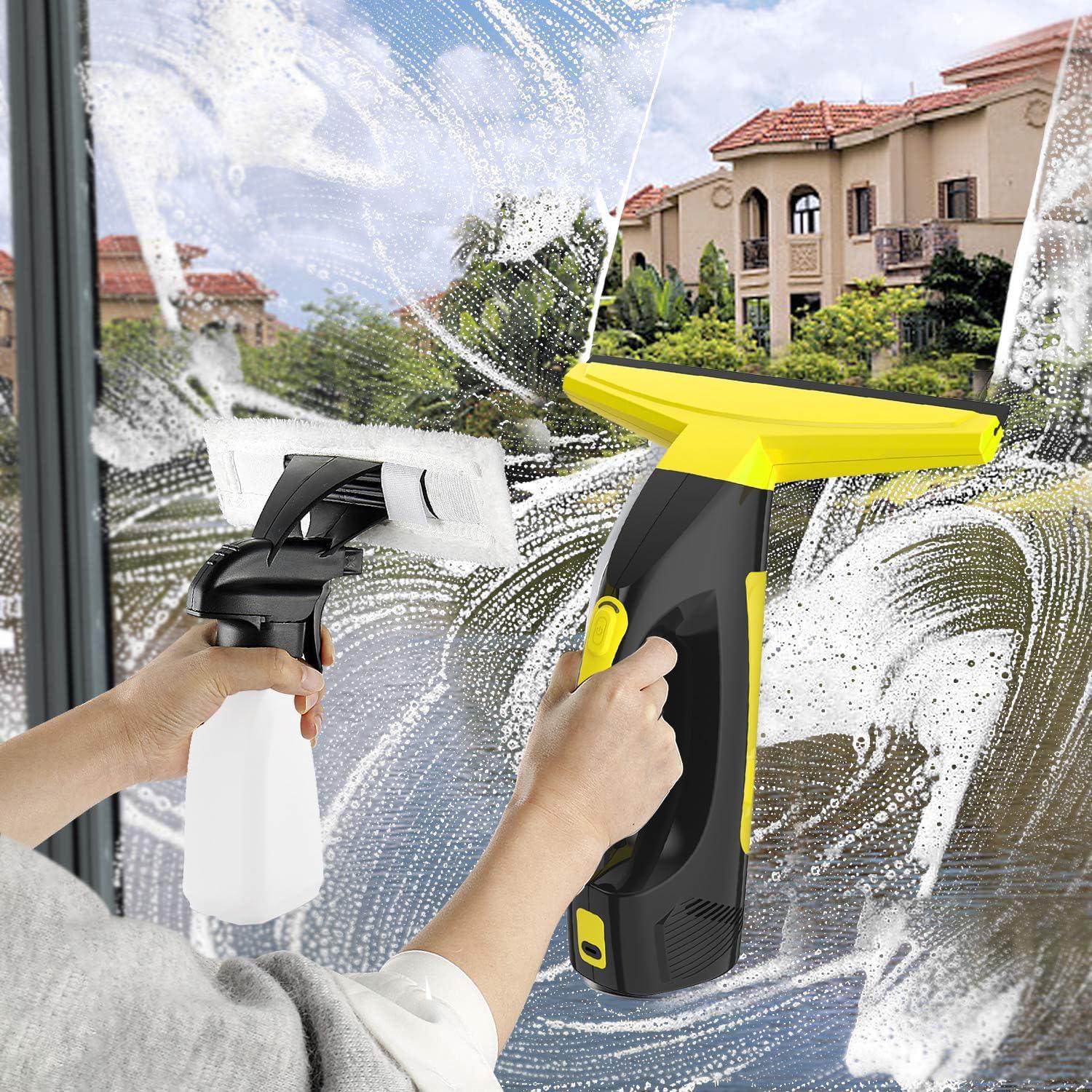 Cordless Window Vacuum Squeegee, Window Vac with Detachable Water Tank and Strong Suction, Electric Window Cleaning Tool for Shower Wall, Mirror, Glass, Car Windshield, Countertop, Tile
