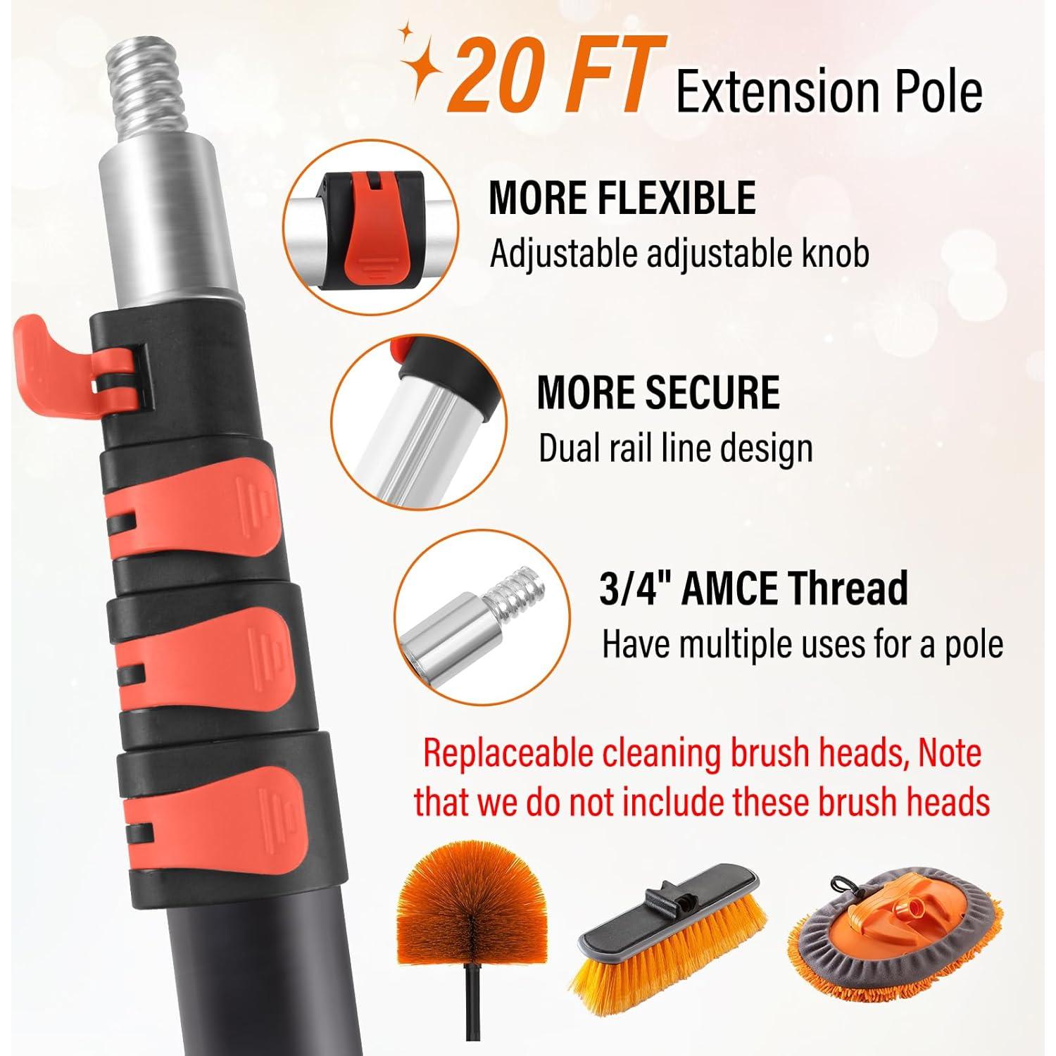 Kit de limpieza de ventanas 2 en 1 ACTREY 6.1m con palo telescópico