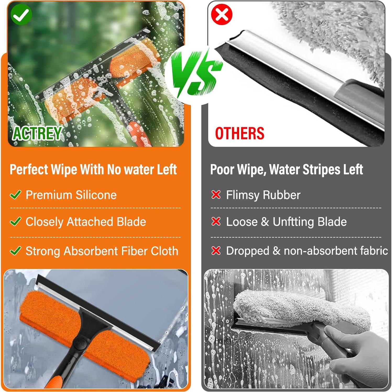 Kit de limpieza de ventanas 2 en 1 ACTREY 6.1m con palo telescópico