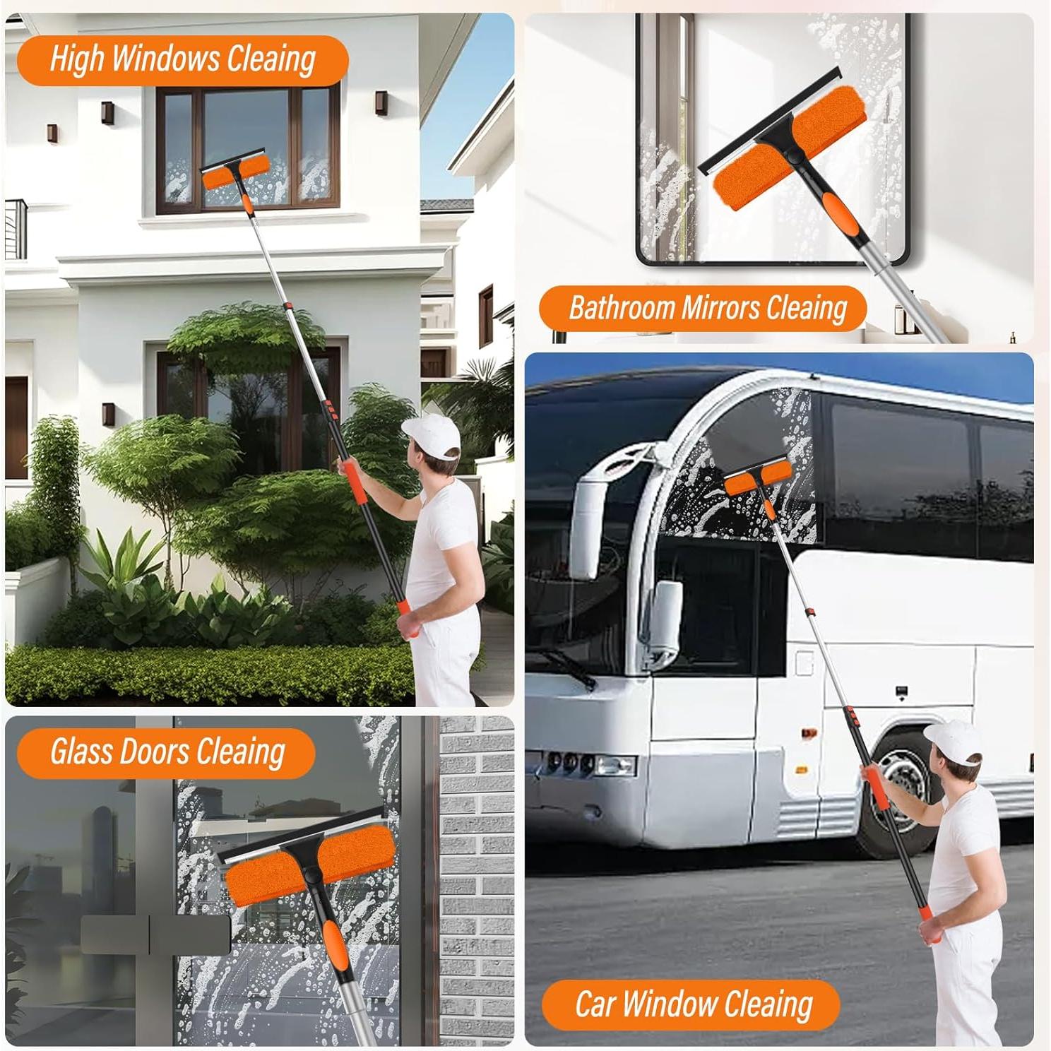 Kit de limpieza de ventanas 2 en 1 ACTREY 6.1m con palo telescópico