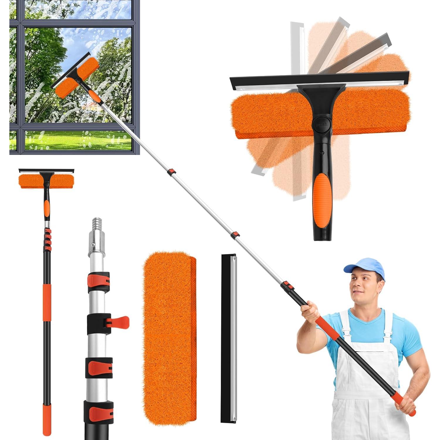 Kit de limpieza de ventanas 2 en 1 ACTREY 6.1m con palo telescópico