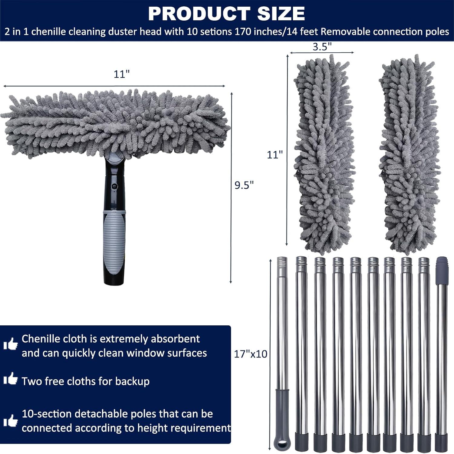 Limpiador de Ventanas 2 en 1 Toromp con Poste Extensible 3-4.3m