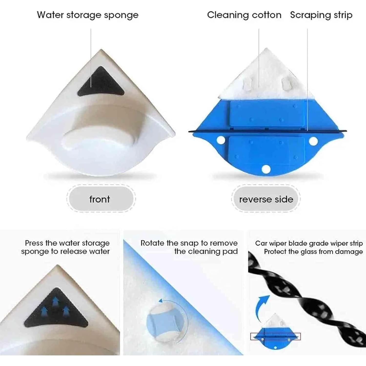 Easy Gadgetx Window Cleaner – Streak-Free, High-Rise Window Cleaning Brush & Automatic Drainage Wiper for Universal 3-8/7-15/15-24 mm Glass (Blue/Red) (Red, 7-15mm)