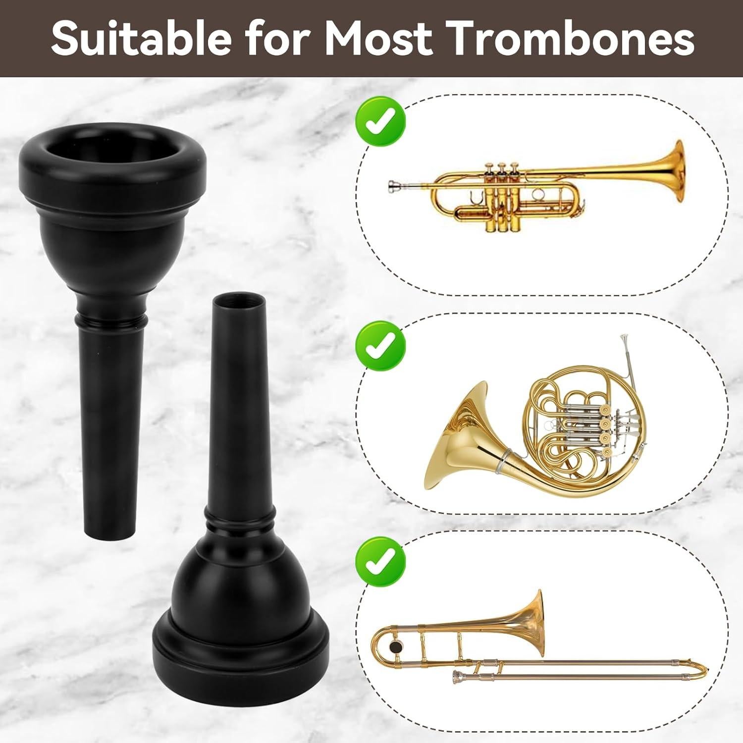 Boquilla de Trombón HERCHR Negra 10x4x4 cm para Trompeta