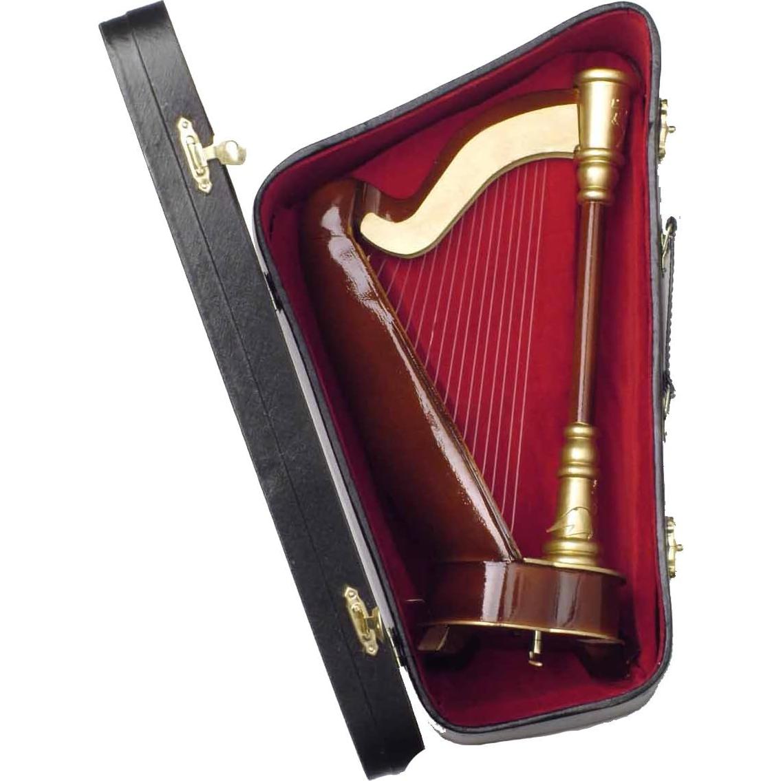 Arpa Miniatura Bro-0676 de Madera con Estuche 25,4 cm