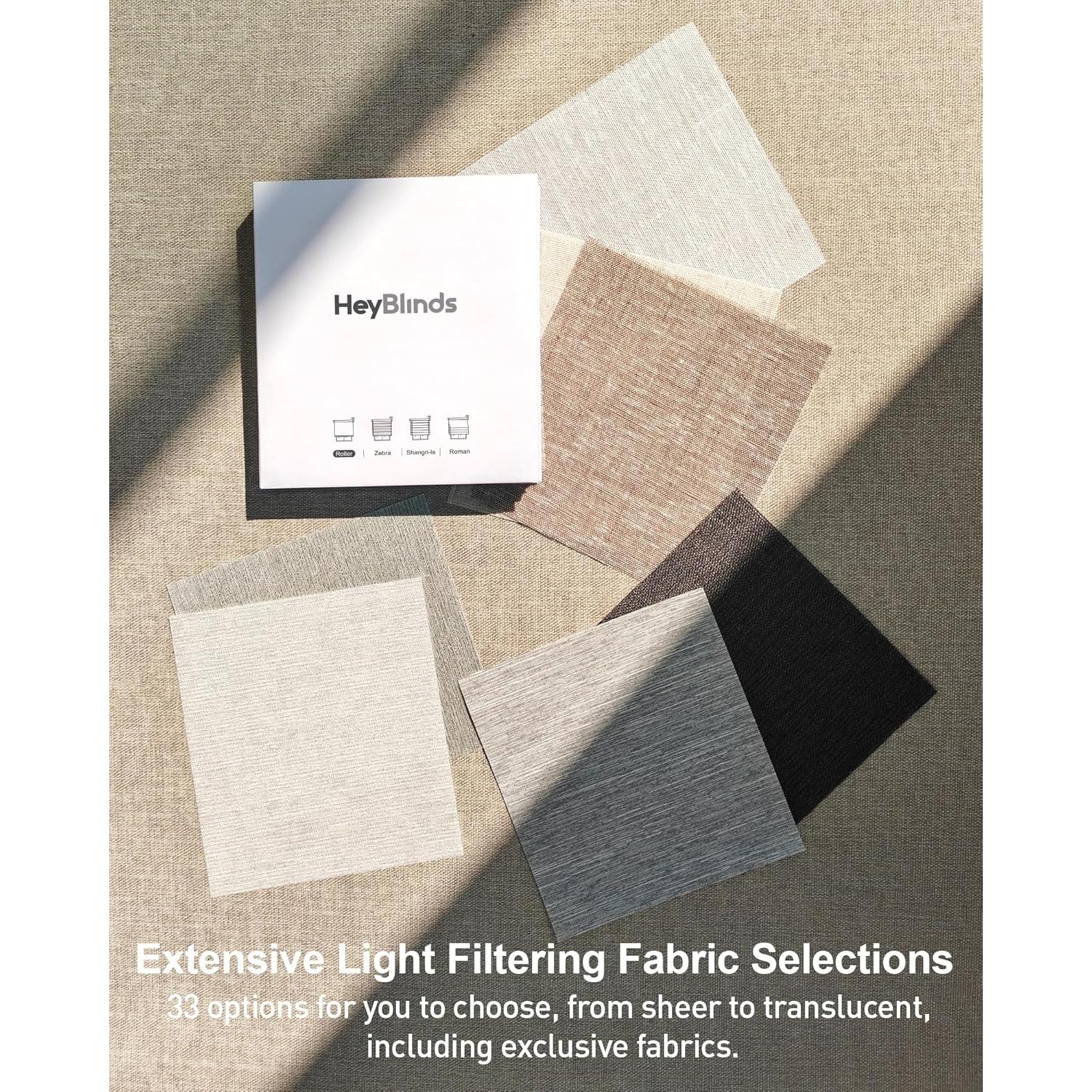 Blackout and Light Filtering Fabric Samples for HeyBlinds Motorized Blinds with Remote, Smart Blinds, Motorized Roller Shades, Automatic Blinds for Windows