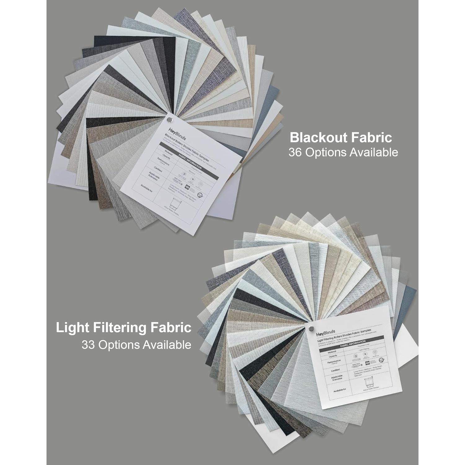 Blackout and Light Filtering Fabric Samples for HeyBlinds Motorized Blinds with Remote, Smart Blinds, Motorized Roller Shades, Automatic Blinds for Windows