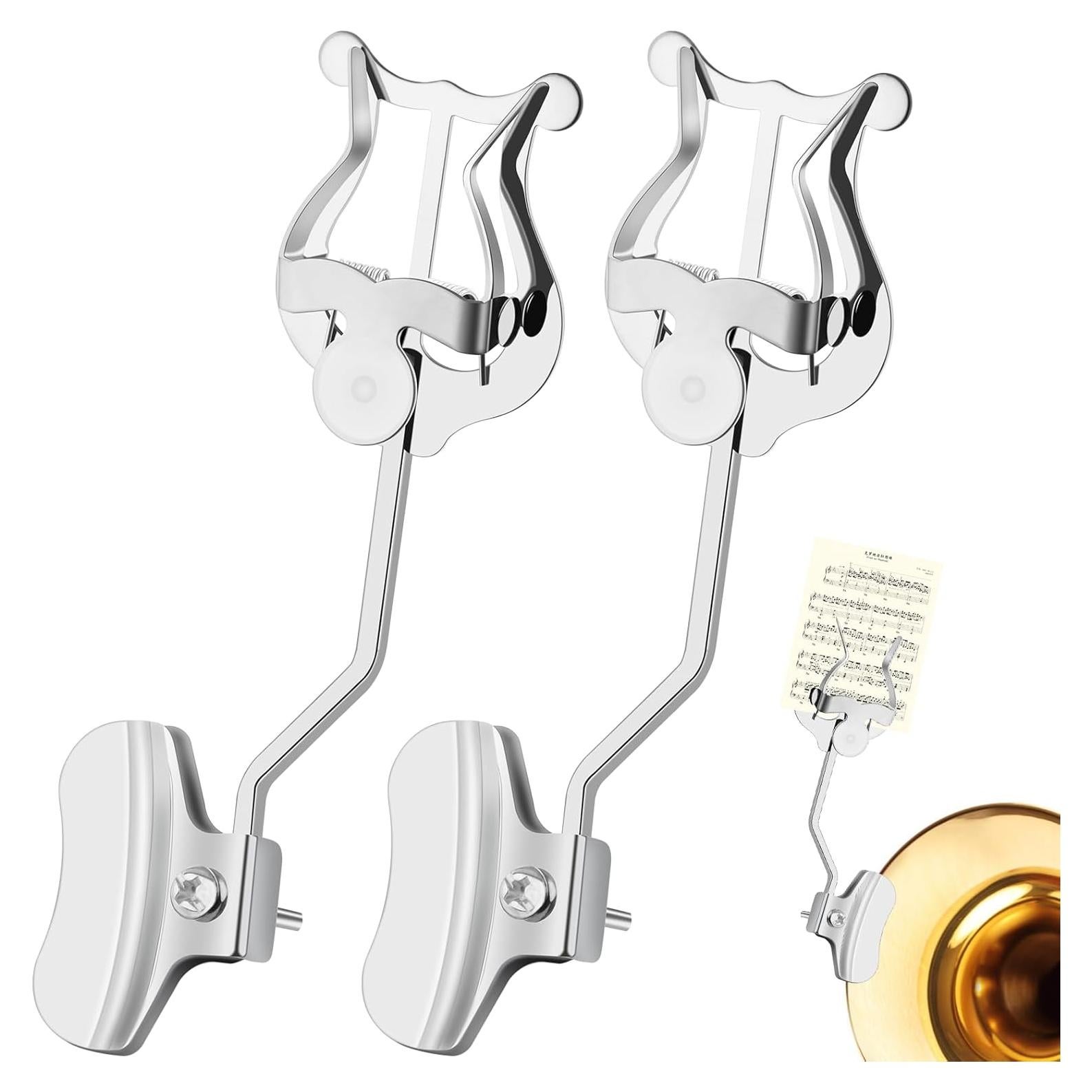 Lyra de Trompeta Plateada - Paquete de 2 Soportes 17.5 cm