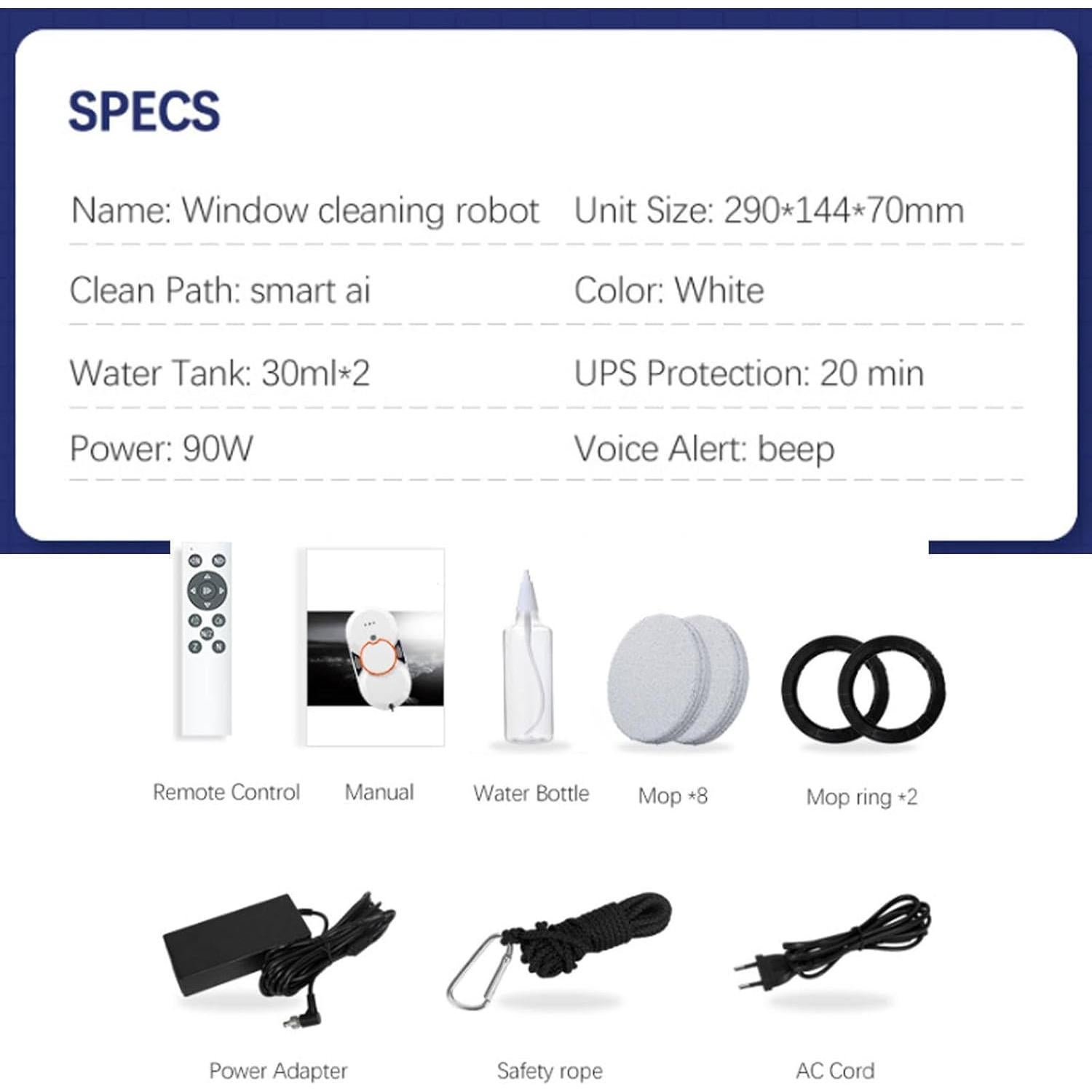 Robot Limpiador de Ventanas Soflightmok 5600PA Automático Blanco