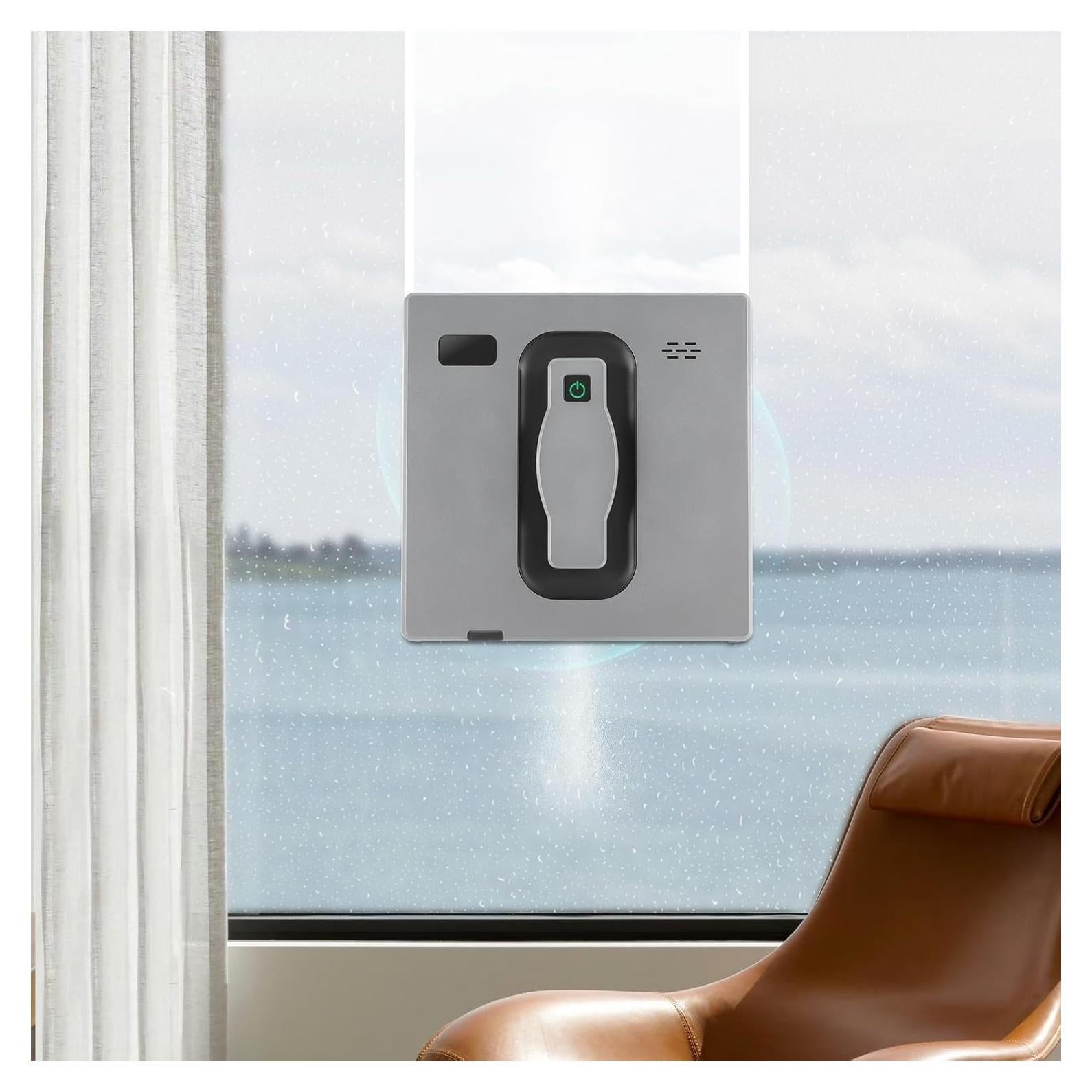 Xuthusman 2.7In Ultra-Thin Window Cleaner Robot, Intelligent Obstacle Avoidance, Automatic Dual Water Jet Window Cleaner Robot for Large Mirror, Glass Wall, Remote & App Control (Silver+Grey)