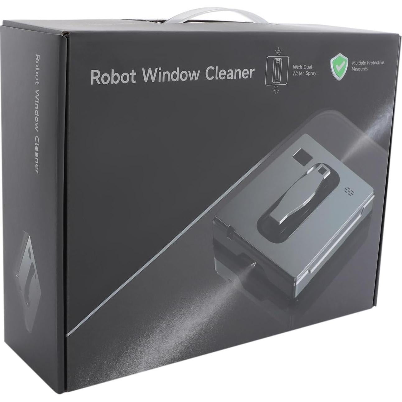 Xuthusman 2.7In Ultra-Thin Window Cleaner Robot, Intelligent Obstacle Avoidance, Automatic Dual Water Jet Window Cleaner Robot for Large Mirror, Glass Wall, Remote & App Control (Silver+Grey)