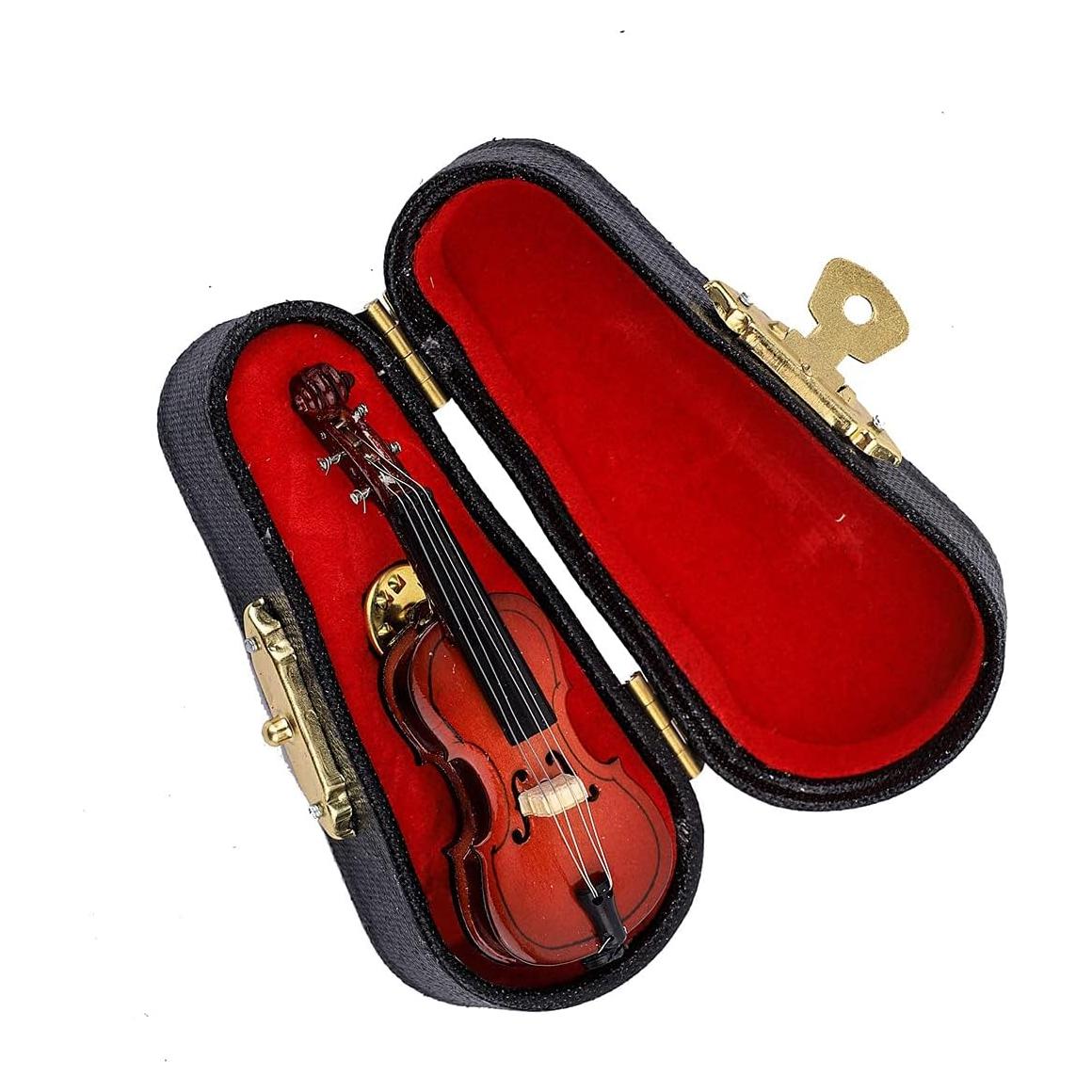 Pin de Cello Miniatura con Estuche de Terciopelo Rojo