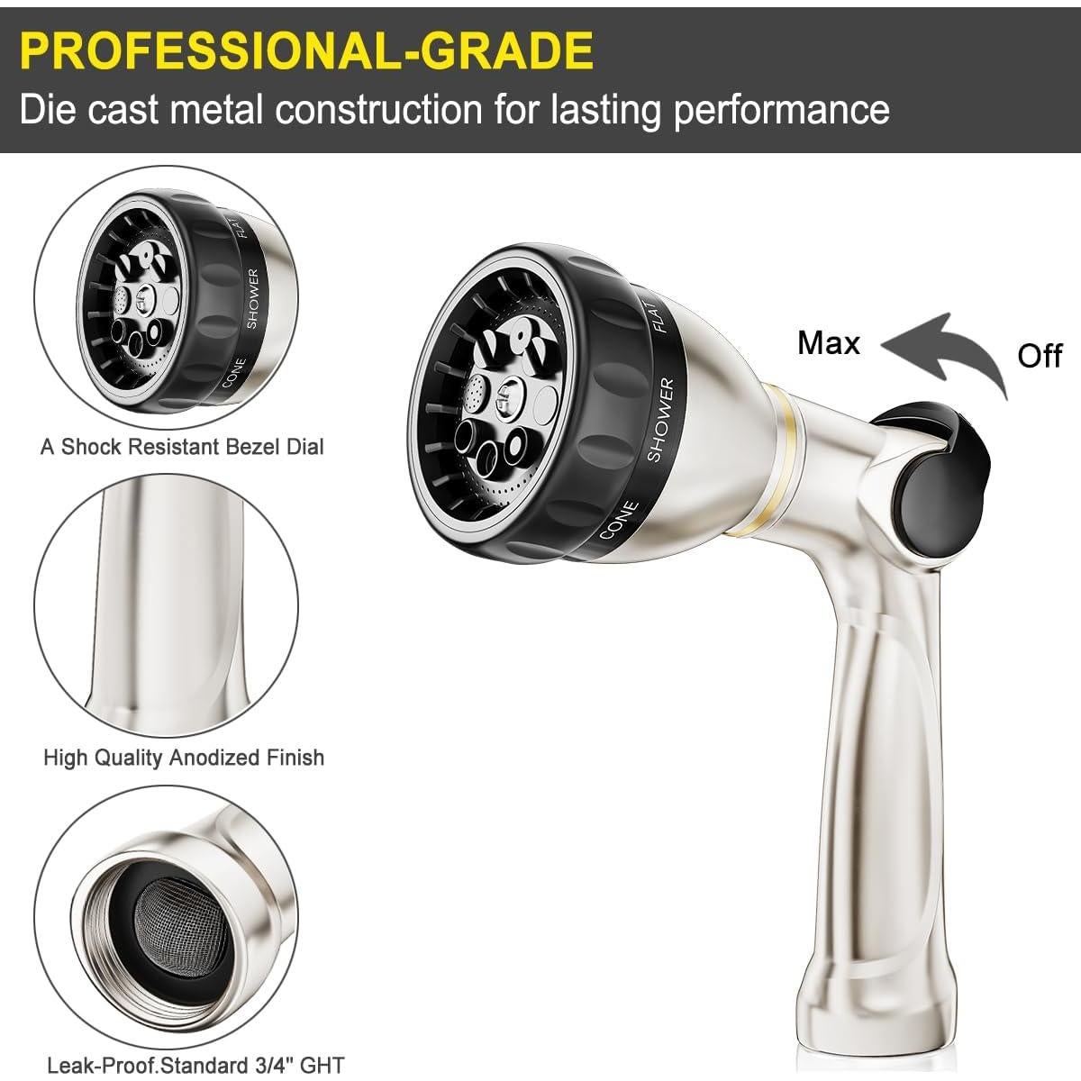 Boquilla de Manguera FANHAO Metal 8 Patrones Riego Jardín