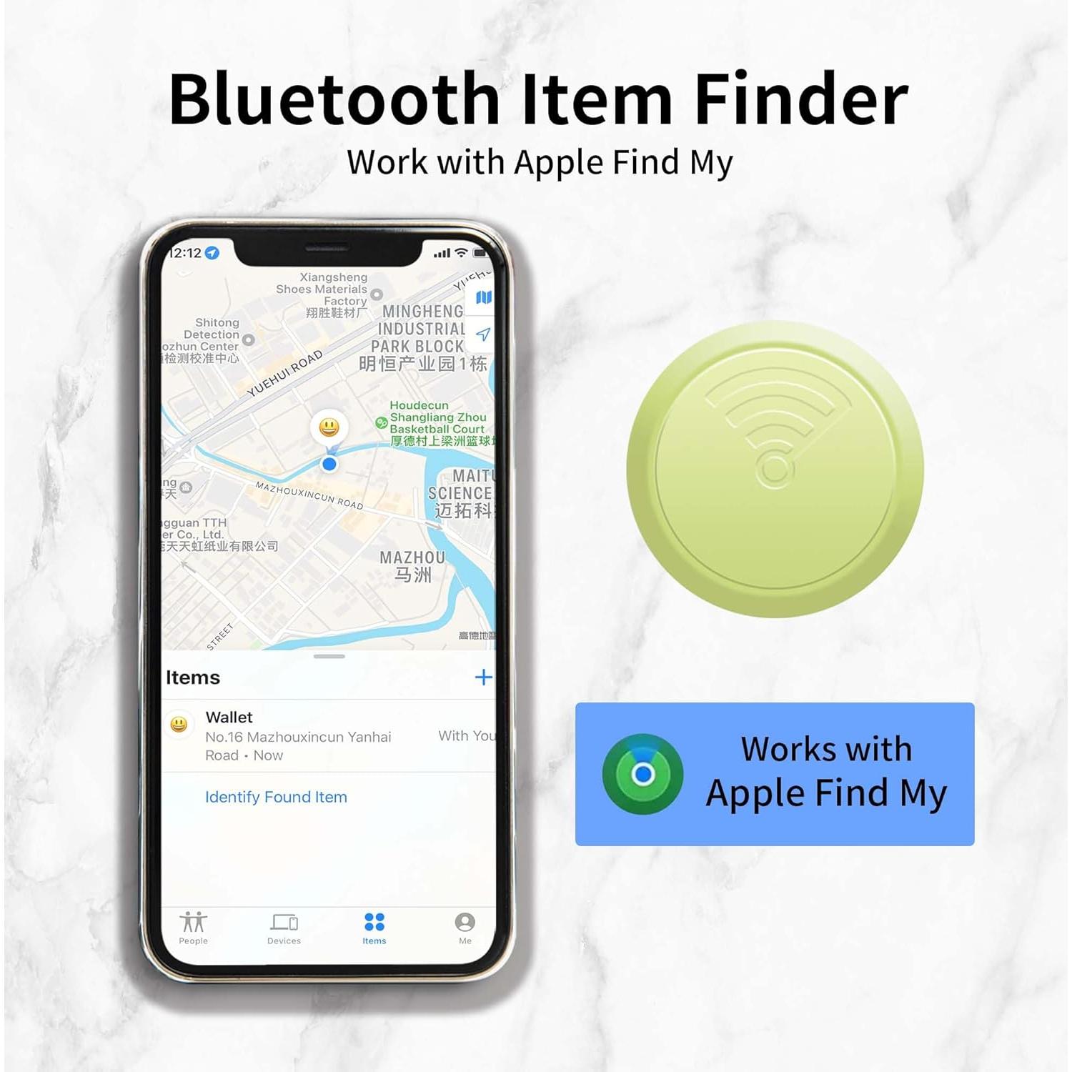 2 Pack Bluetooth Tracker, Tags Tracker Item Finder Compatible with Apple Find My (iOS Only), GPS Track Your Keys,Wallet,Luggage,Backpack,Kids,Pet and Collars, with Replaceable Battery (2 pcs Green)