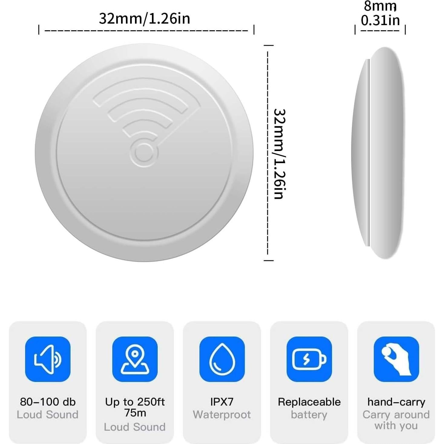 2 Pack Bluetooth Tracker, Tags Tracker Item Finder Compatible with Apple Find My (iOS Only), GPS Track Your Keys,Wallet,Luggage,Backpack,Kids,Pet and Collars, with Replaceable Battery (2 pcs Green)