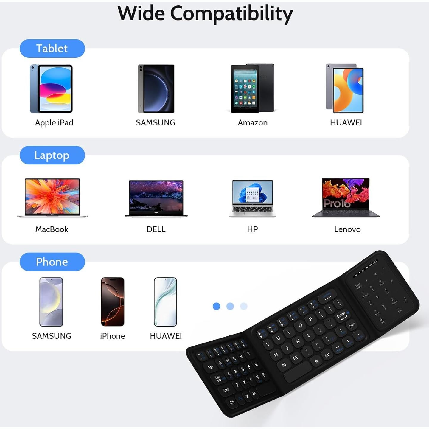 Teclado Bluetooth Plegable Nsyee con Panel Táctil y Numérico