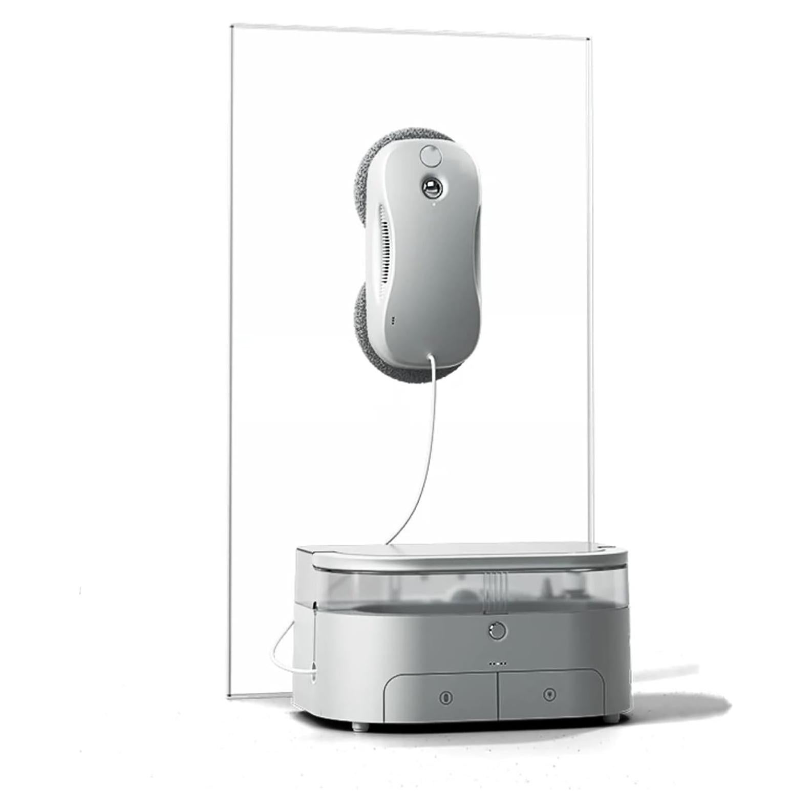 Potable Window Cleaning Robot S9 Pro,5300pa Frequency Conversion Power Suction AI Path Planning Frameless Window Inside/Outside Available,Silver